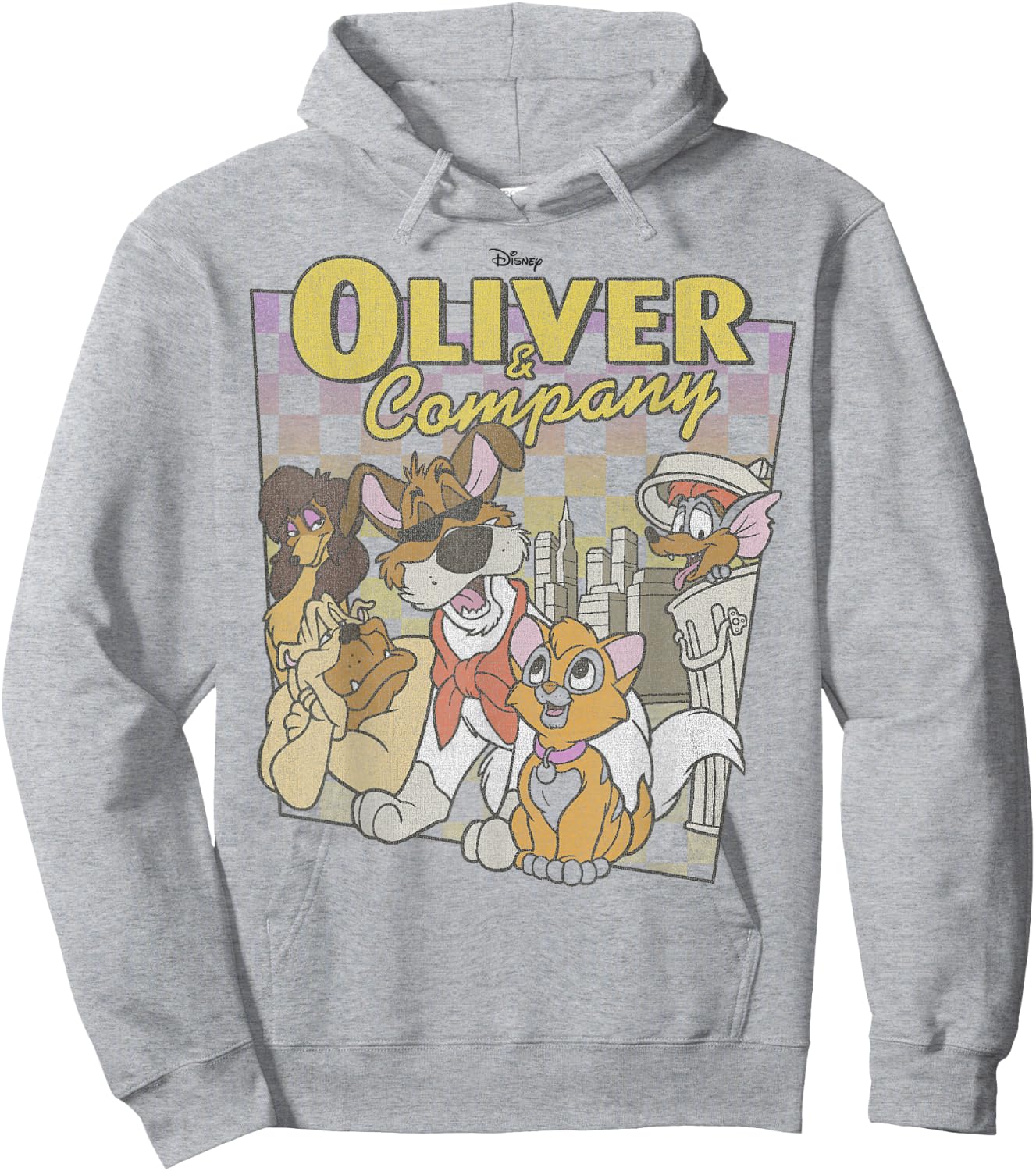 Disney Oliver & Company Checkerboard Poster Hoodie - Hoodie | Ash
