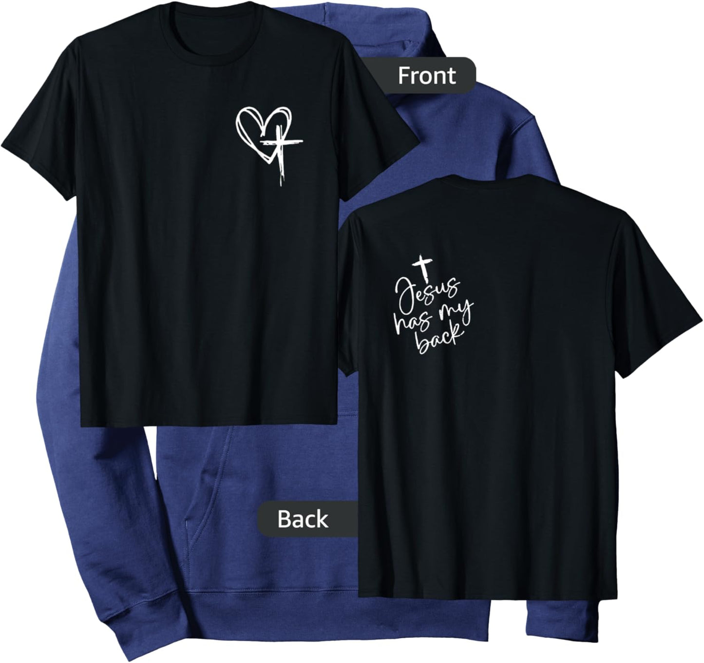 Jesus Has My Back Hoodie - Hoodie | Navy