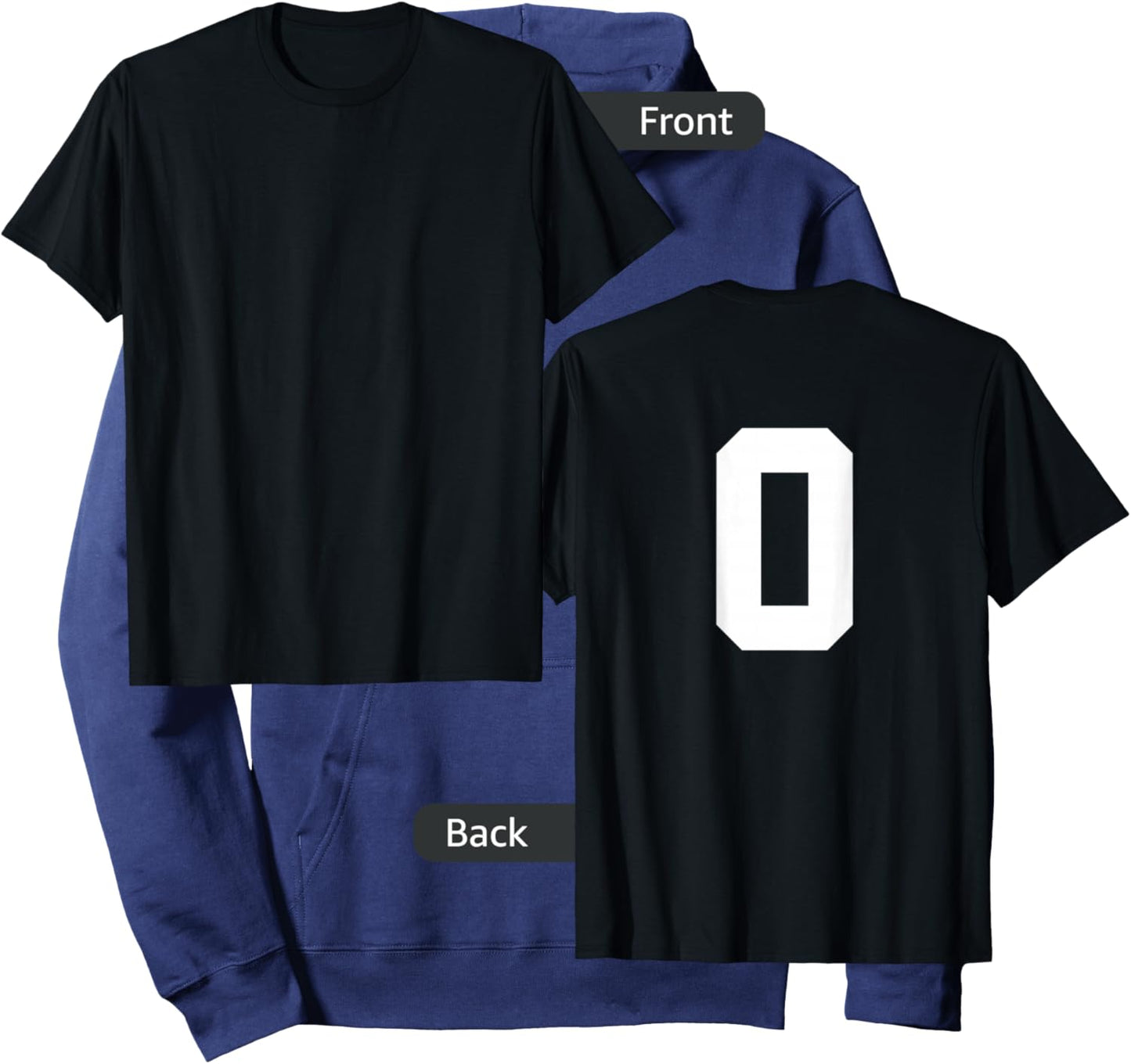 Number 0 (on Back) Sports Team Number Jersey Hoodie - Hoodie | Navy