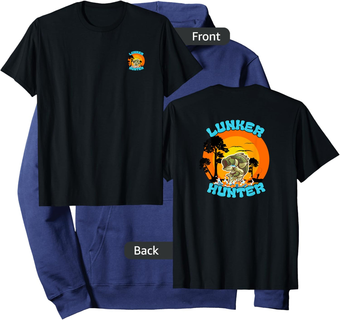 Bass Fishing Lunker Hunter Fisherman Hoodie - Hoodie | Navy