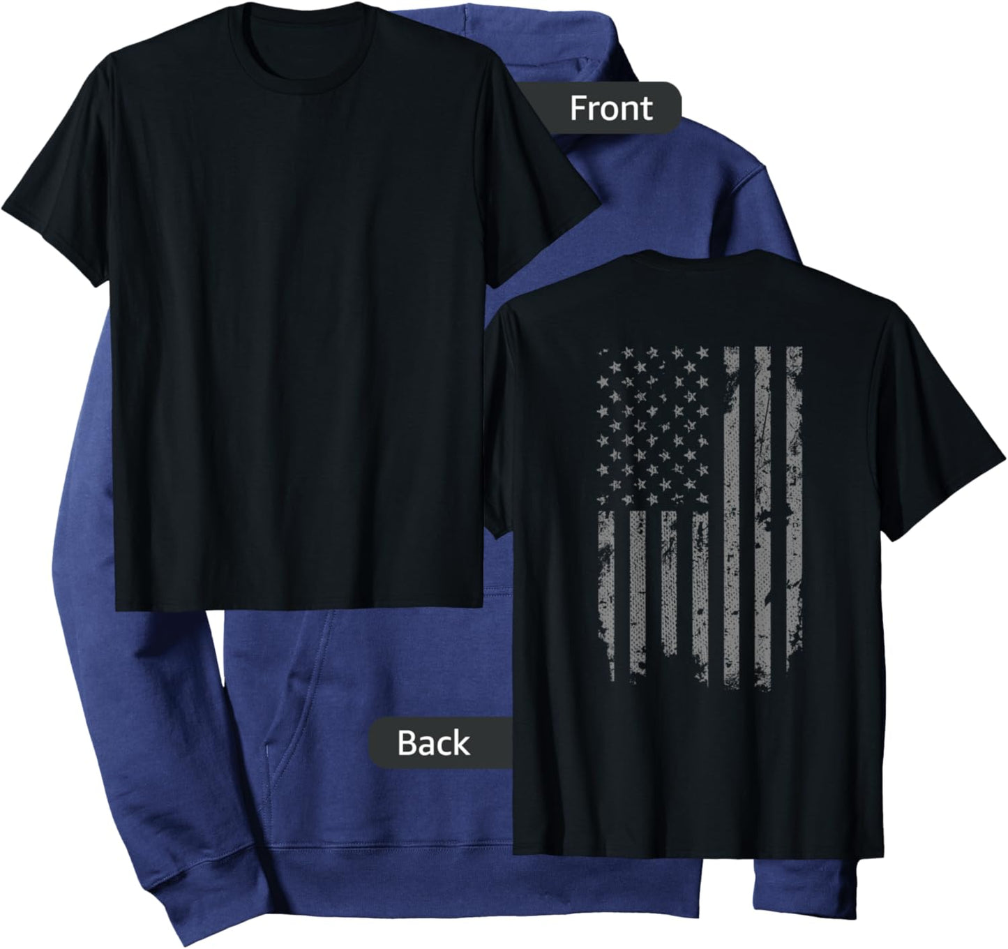 Vintage Distressed American Flag Hoodie - Hoodie | Navy
