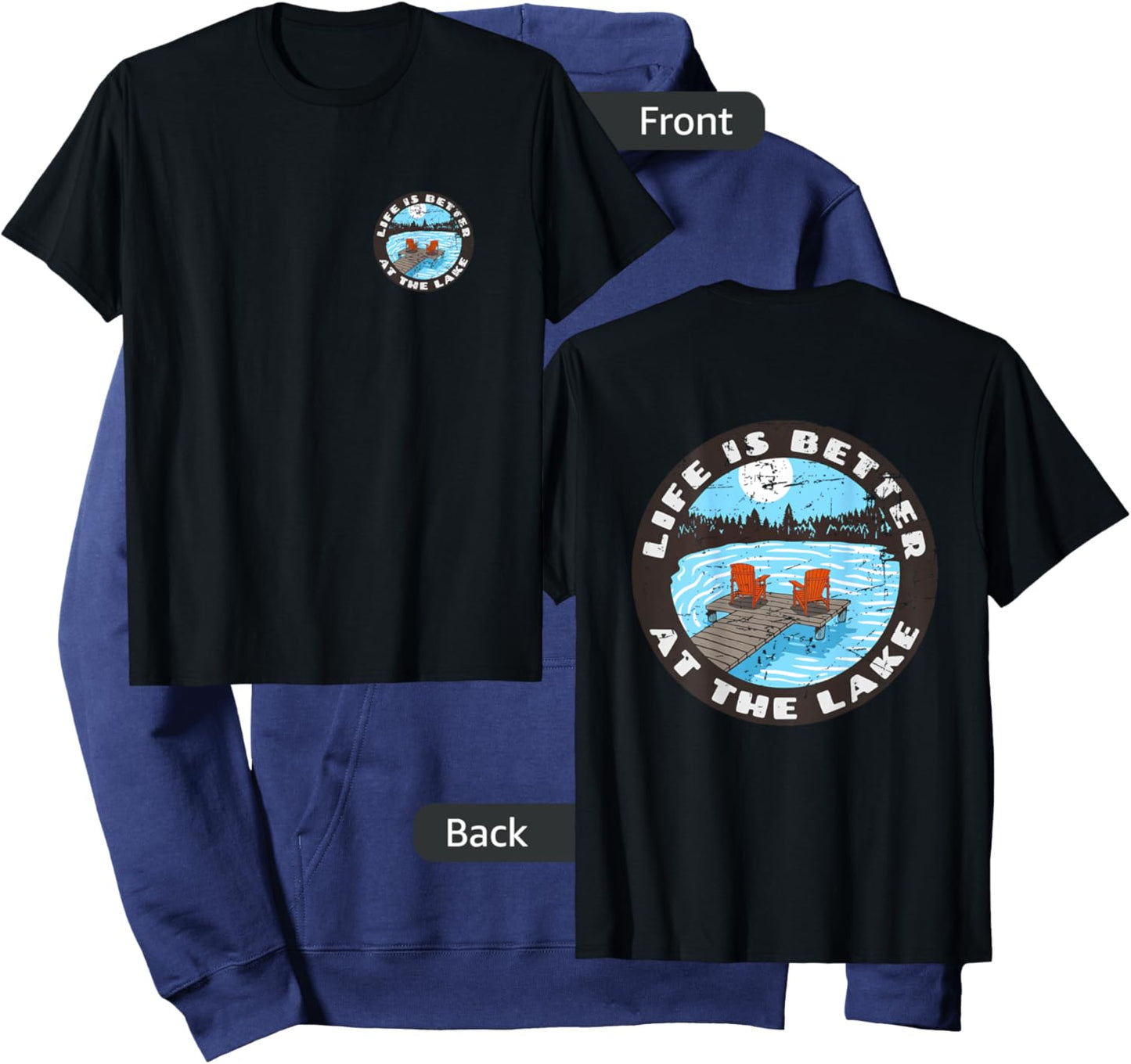 (2 Sided Print) Life is Better at The Lake Hoodie - Hoodie | Navy