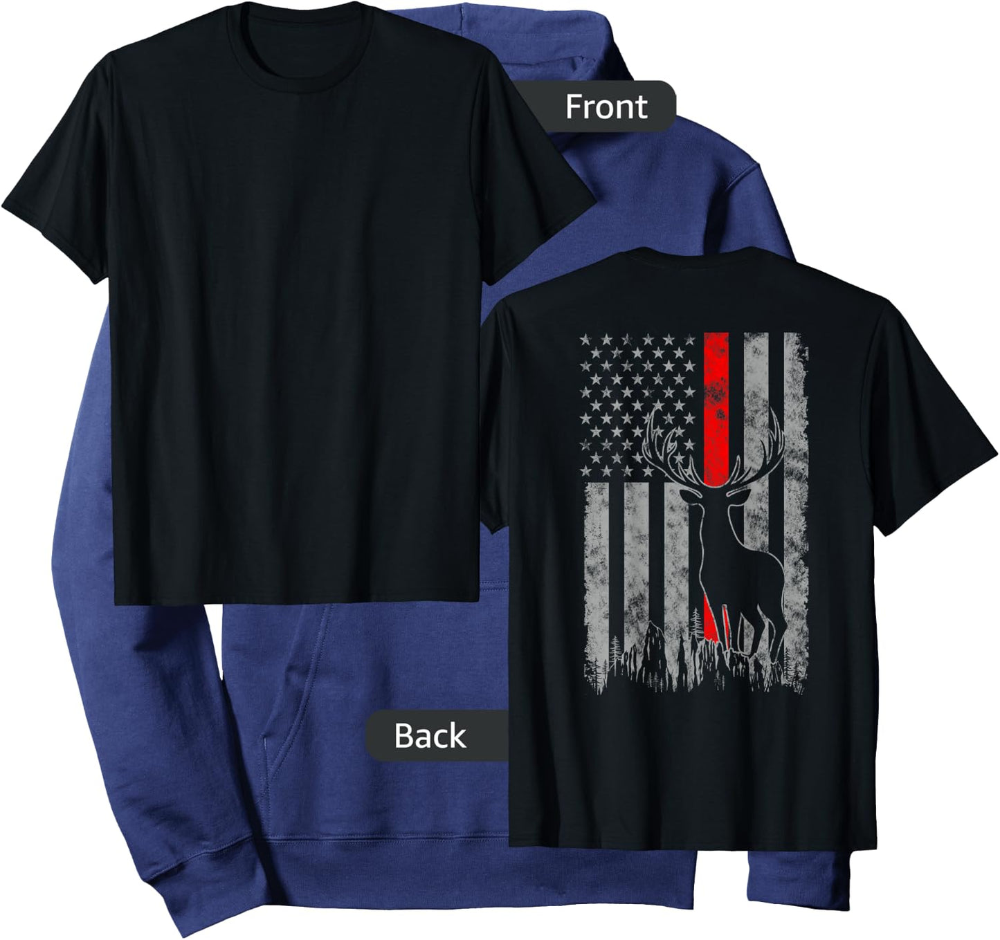 Thin red line whitetail deer hunting flag Hoodie - Hoodie | Navy