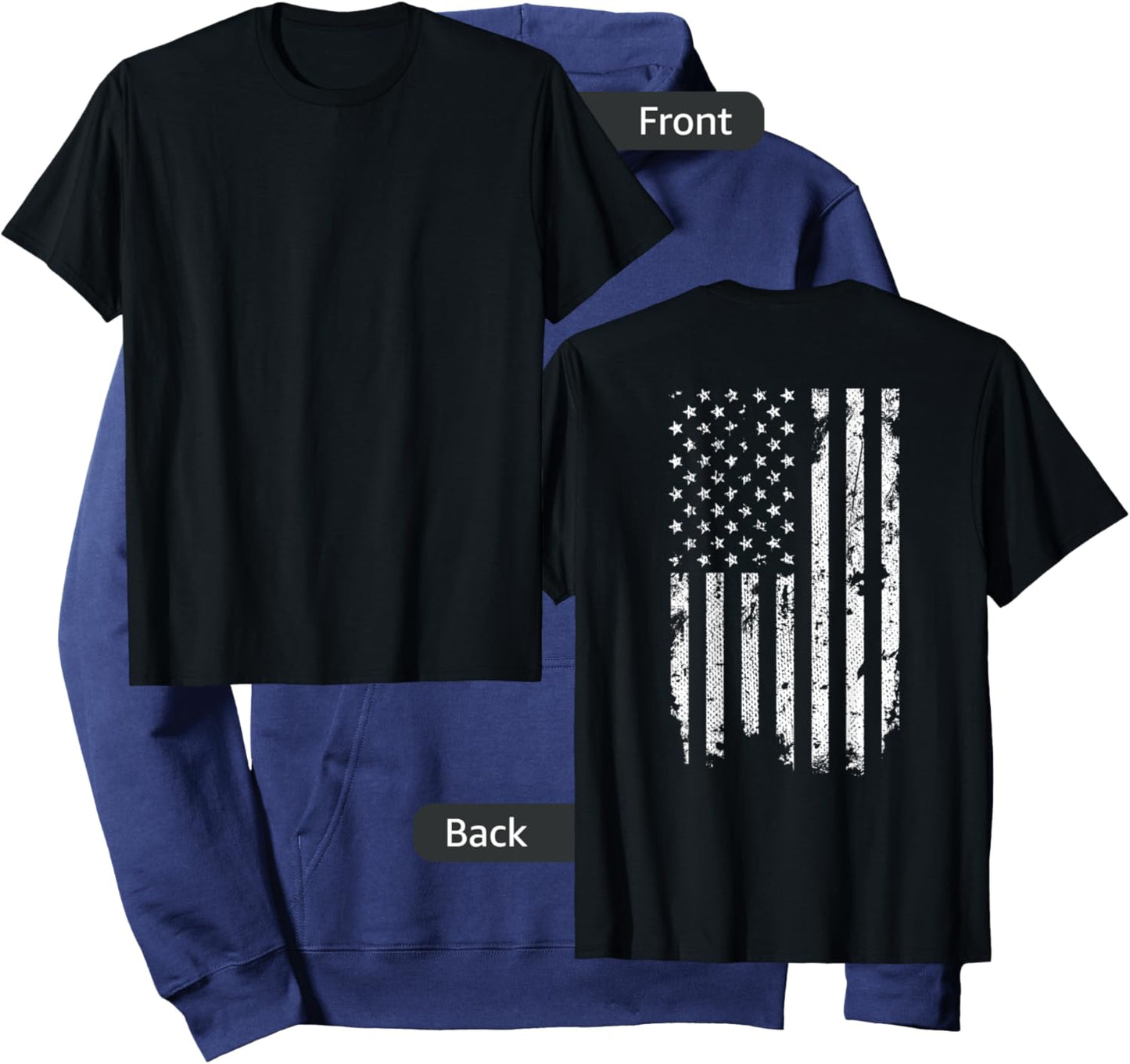 Vintage Distressed American Flag Hoodie - Hoodie | Navy