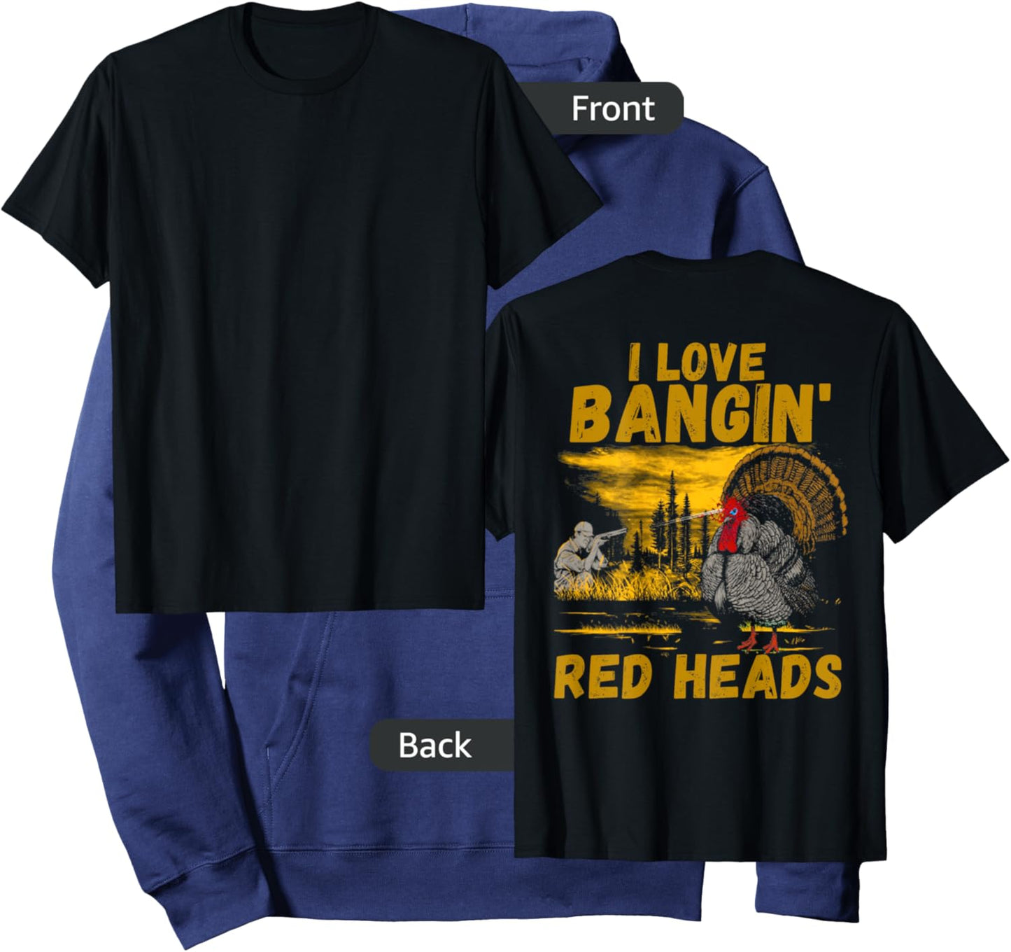 Red Heads Adult Humor Funny Turkey Hunting Hoodie - Hoodie | Navy