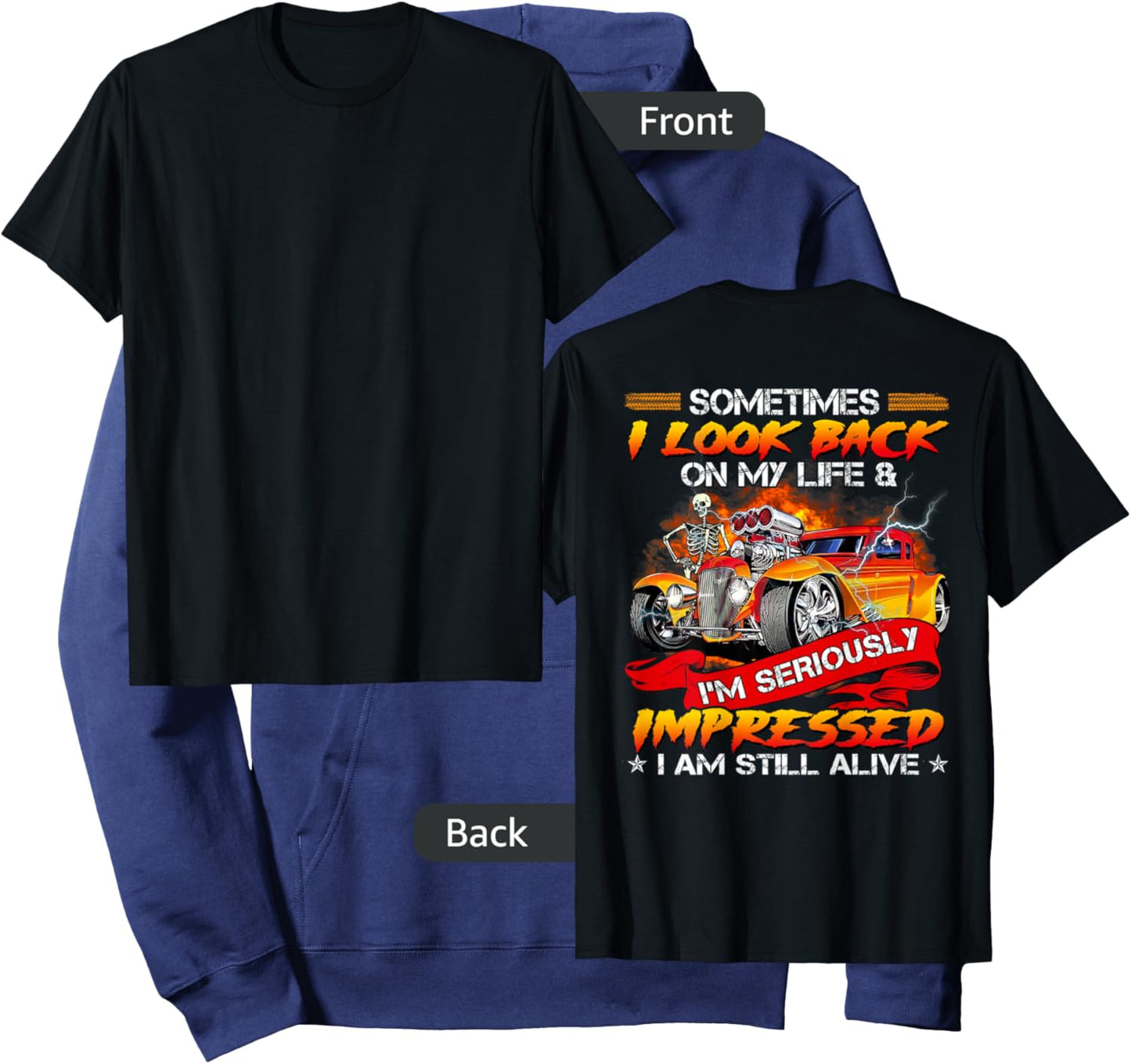 Sometimes I Look Back On My Life Hot Rod Lovers Hoodie - Hoodie | Navy