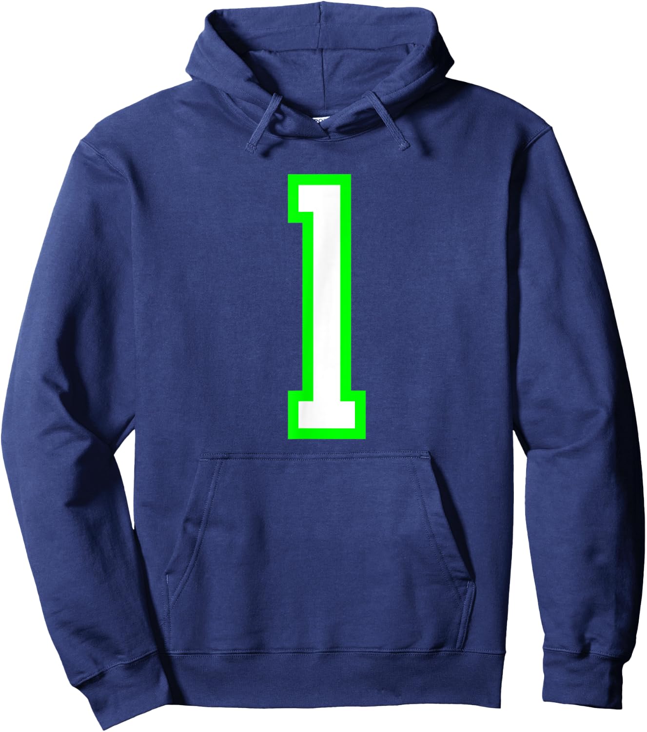 Sports Team Jersey 1 White Lime Jersey Number Hoodie - Hoodie | Navy