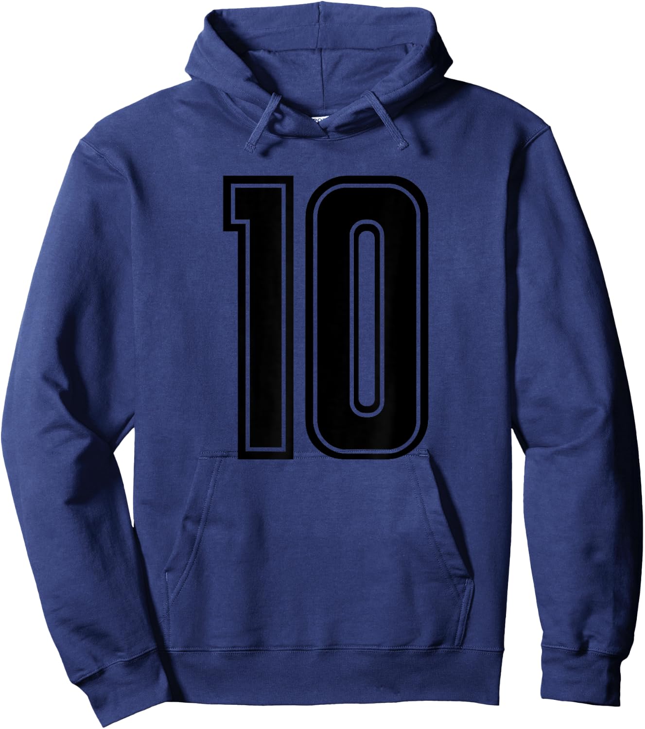 Number #10 Sport Black Varsity Number Hoodie - Hoodie | Navy