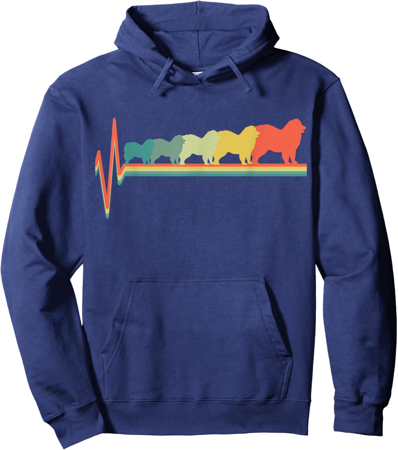 Samoyed Heartbeat Retro Gift Samoyed Lovers Hoodie - Hoodie | Navy