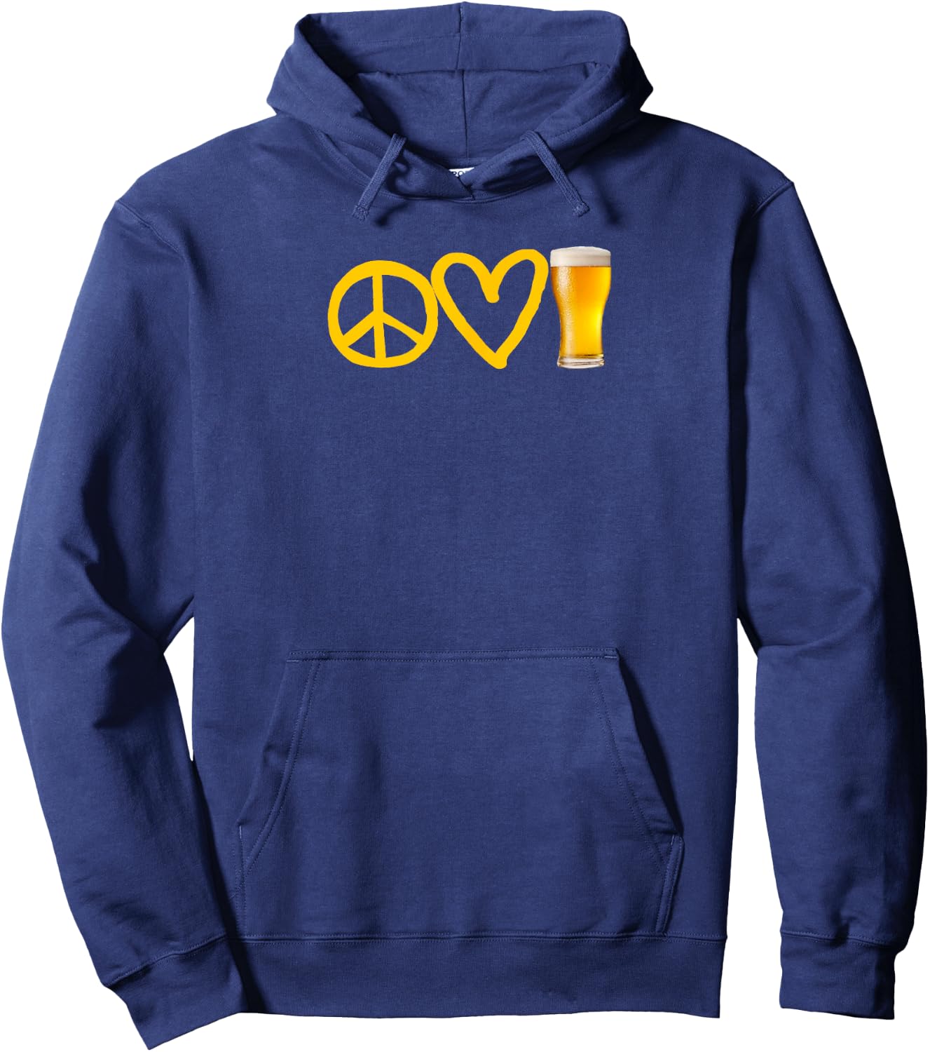 Peace Love Beer Symbols Hoodie - Hoodie | Navy