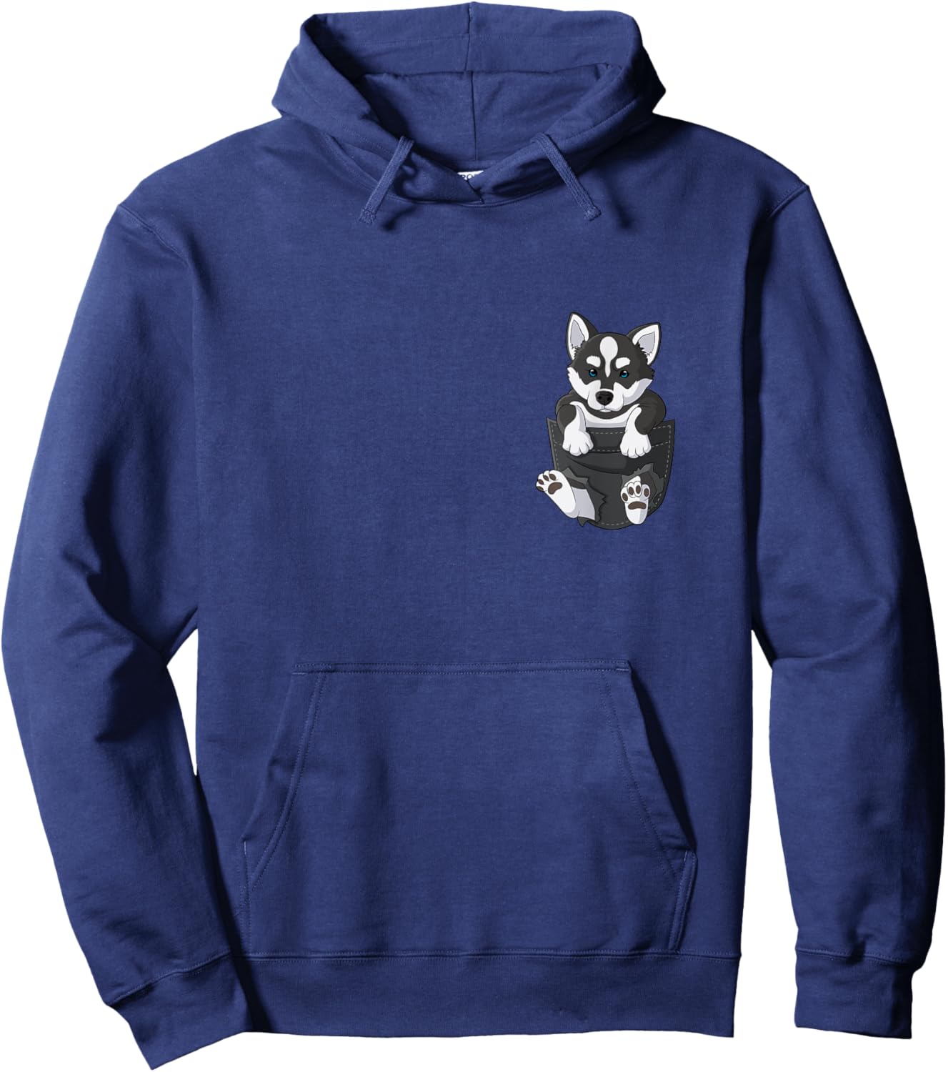 Siberian Husky in chest pocket dog Hoodie - Hoodie | Navy
