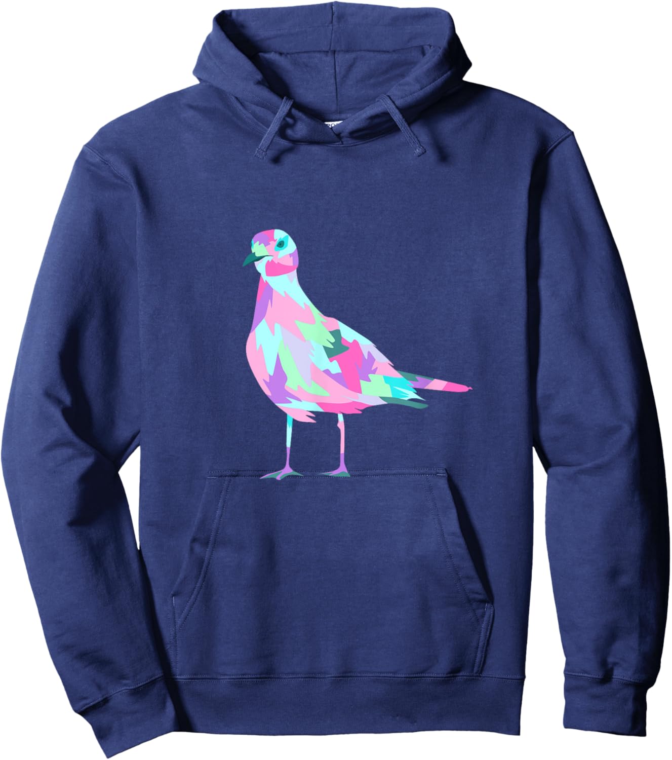 Colorful Pop Art Watercolor Seagull Graphic Hoodie - Hoodie | Navy