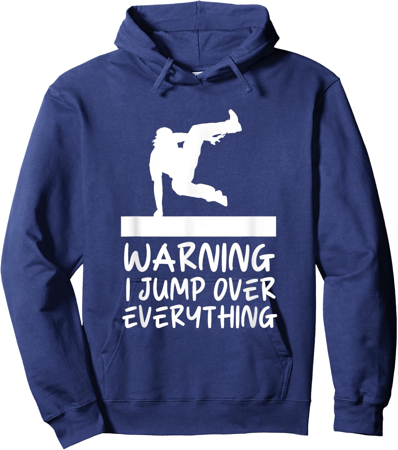 Funny Warning Jump Over Everything Parkour Hoodie - Hoodie | Navy