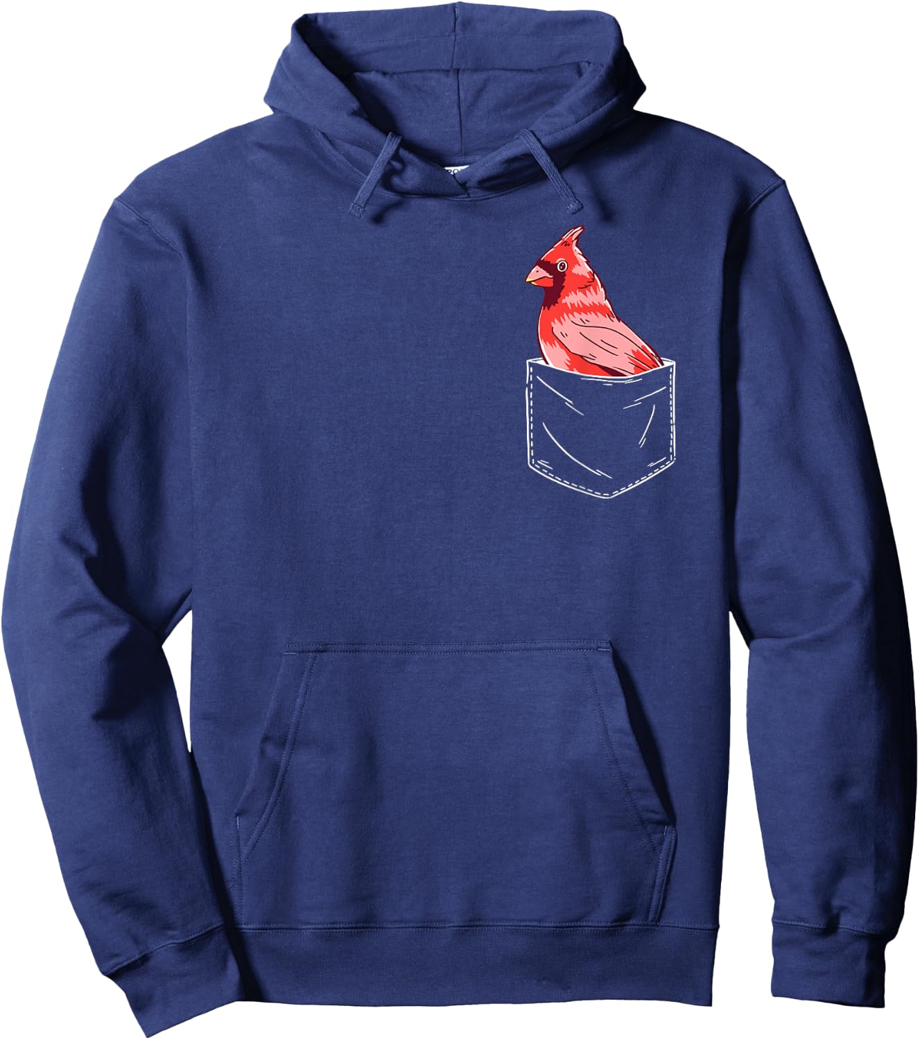 Cardinal Bird Red Cardinal Pocket Hoodie - Hoodie | Navy
