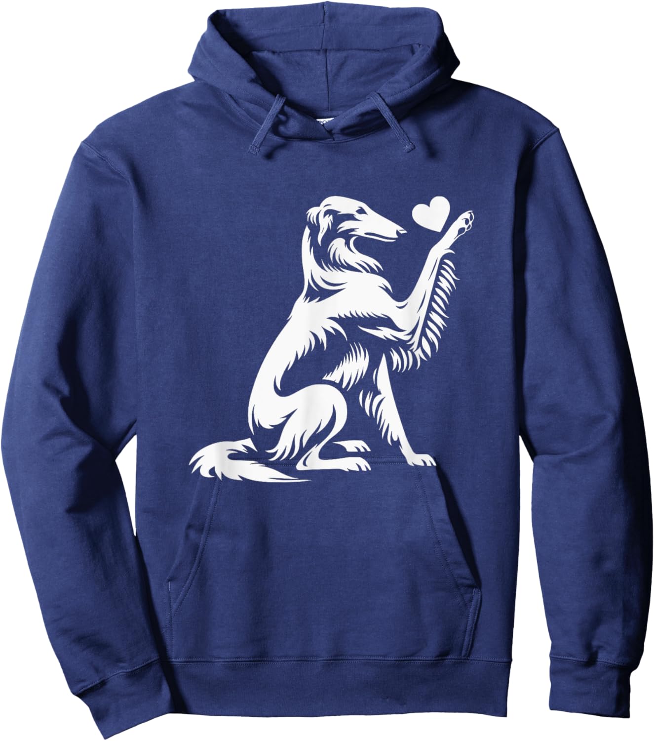 Borzoi Love Dog Paw Heart Graphic Design Hoodie - Hoodie | Navy