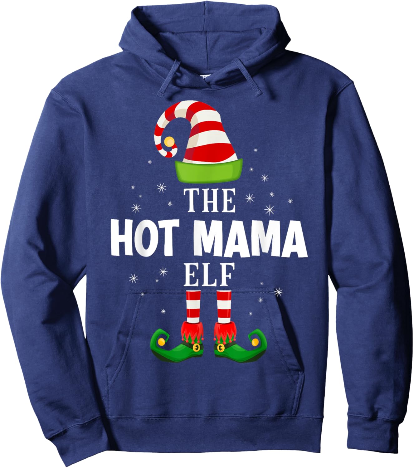 The Hot Mama Elf Christmas PJS Matching Pajama Hoodie - Hoodie | Navy