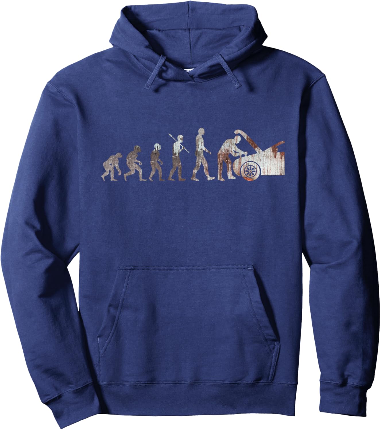 Evolution of Man Design Car Mechanic For Repair Hoodie - Hoodie | Navy