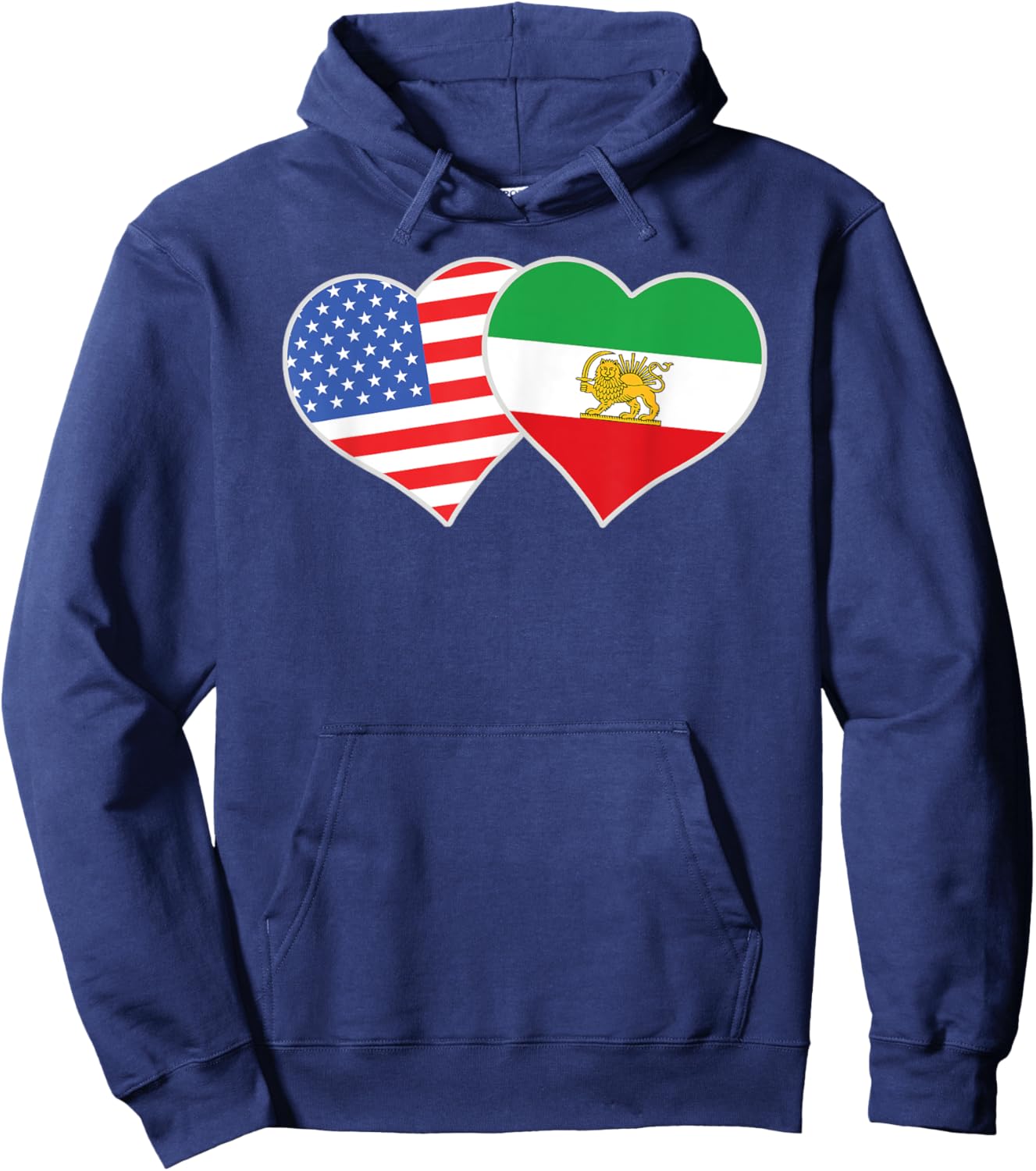 Persian American Flag Heart Love Persia USA Hoodie - Hoodie | Navy