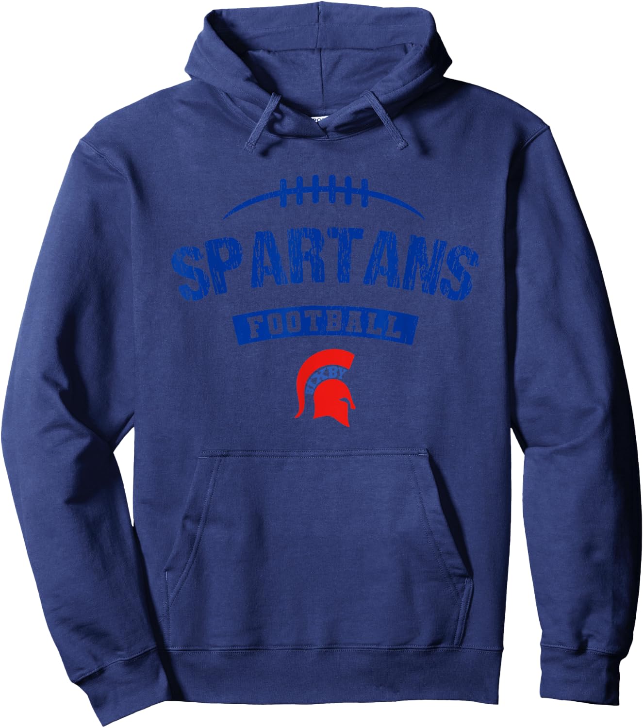 Bixby Spartans Logo Football Distressed HS Hoodie - Hoodie | Navy