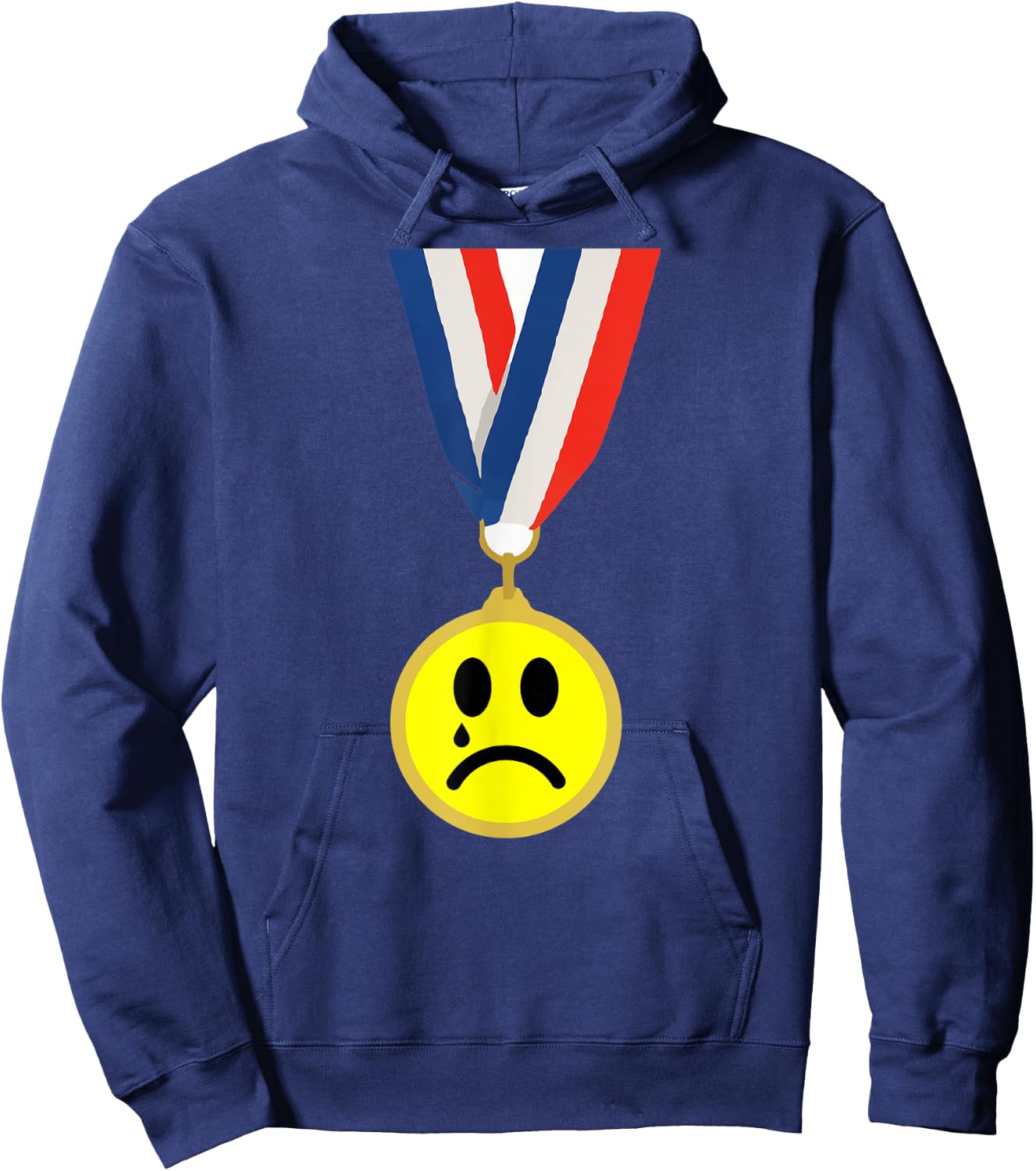 Crying Sad Face Medal Last Place Loser Trophy Hoodie - Hoodie | Navy