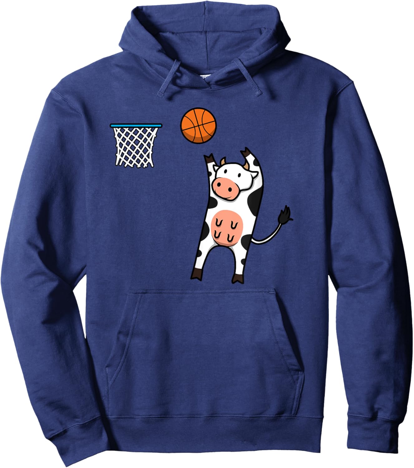 Basketball Cow Cute Farm Animal Ball Sports Hoodie - Hoodie | Navy