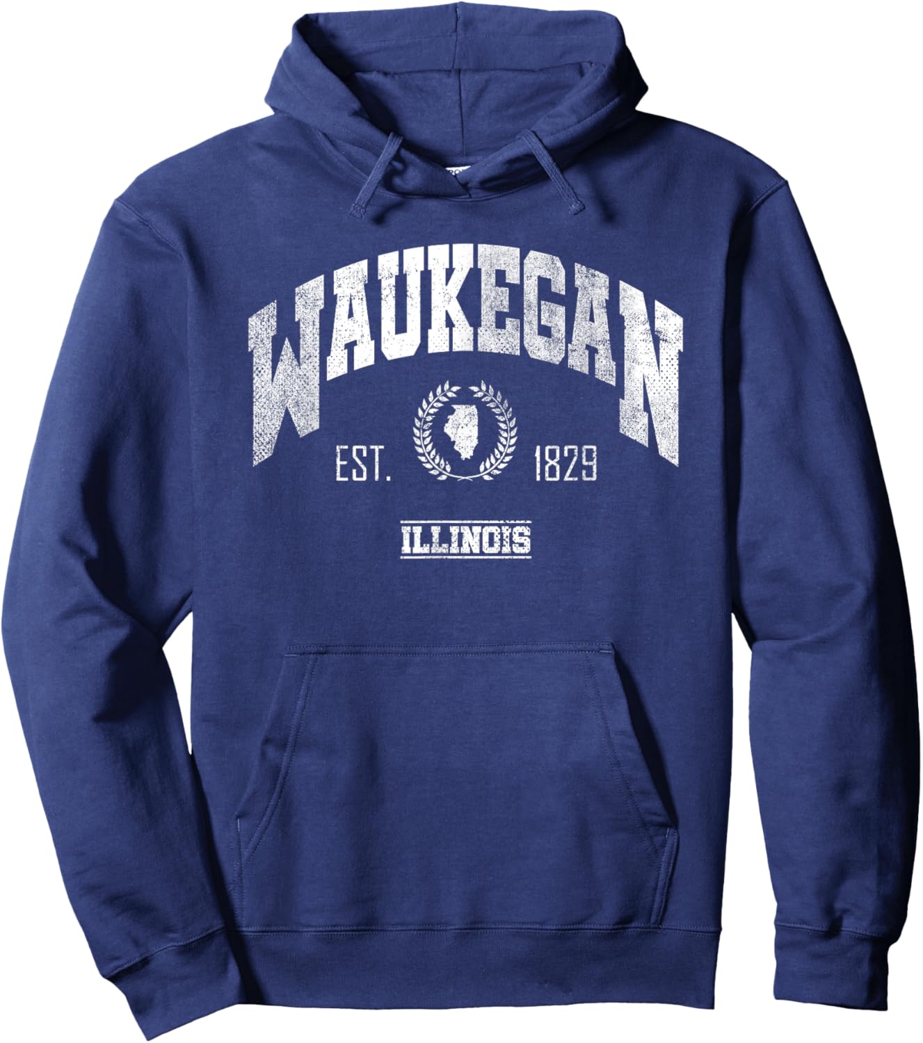Waukegan IL | Illinois | Vintage Throwback Hoodie - Hoodie | Navy