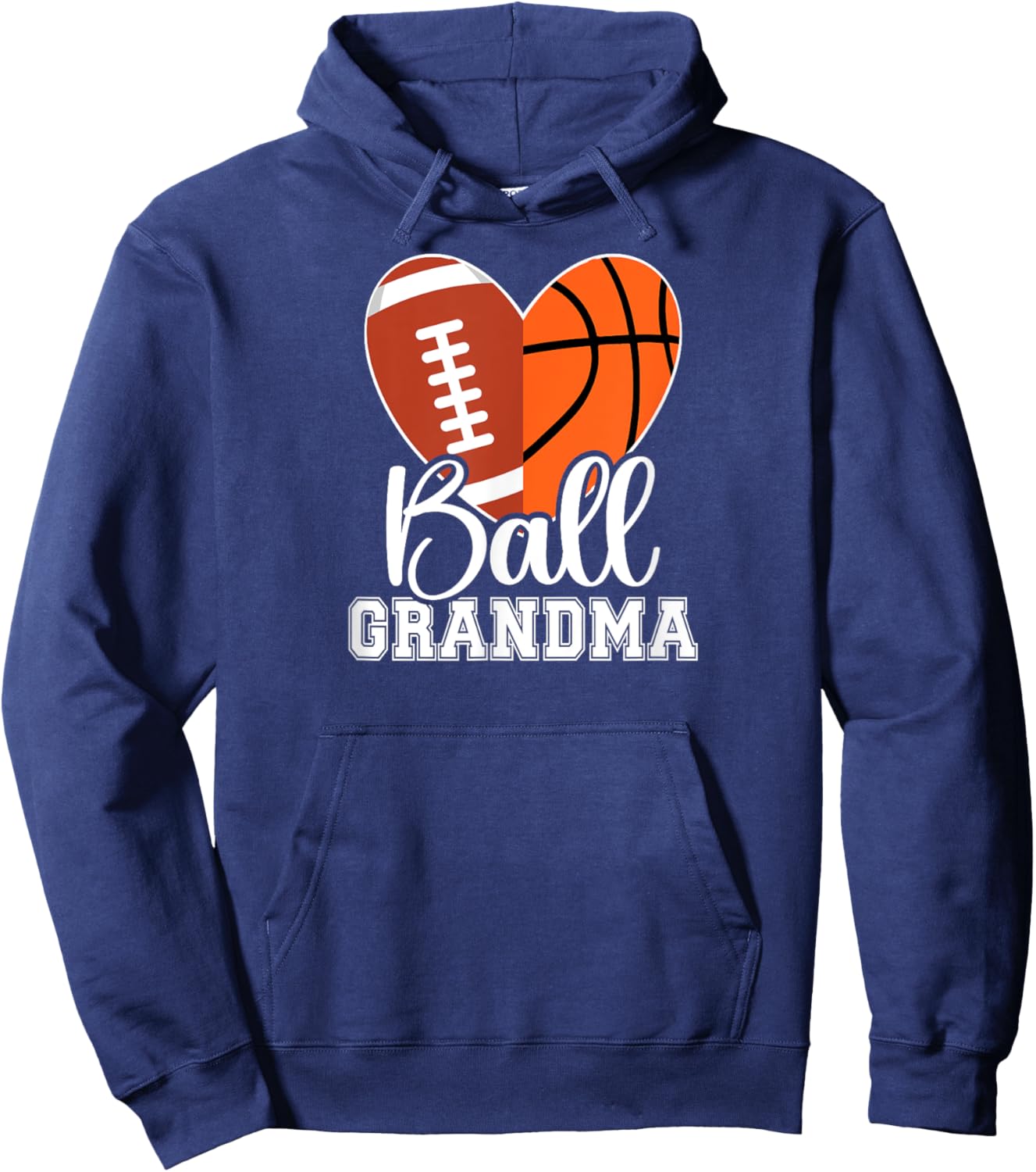 Ball Grandma Heart Football Basketball Grandma Hoodie - Hoodie | Navy