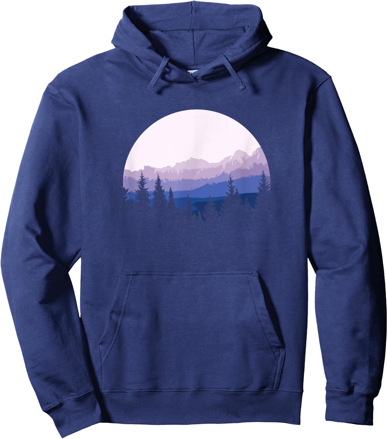Forest Scene Mountain Silhouette Hoodie - Hoodie | Navy