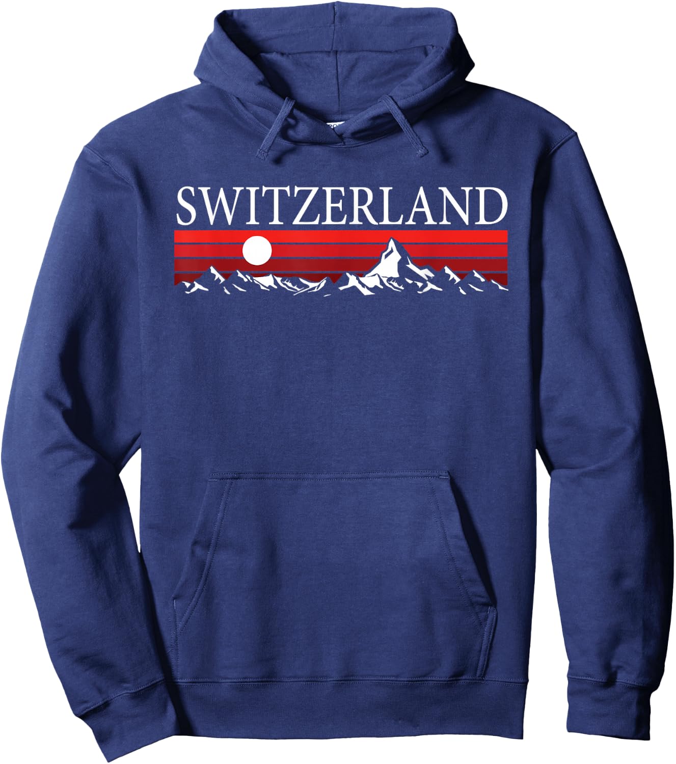Swiss Alps And Red Sunset Switzerland Mountains Hoodie - Hoodie | Navy