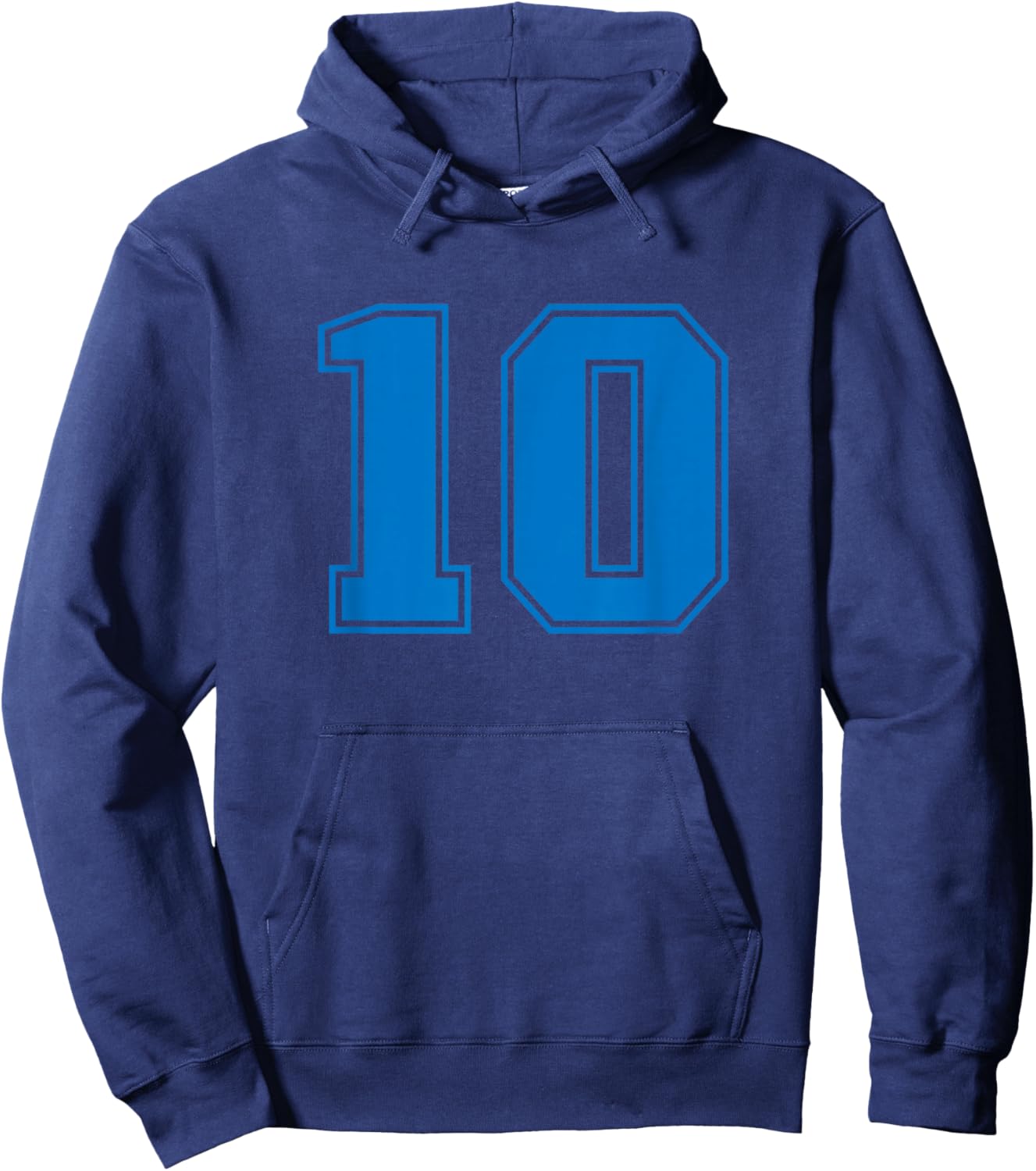 Number #10 Blue Sports Uni Number Hoodie - Hoodie | Navy