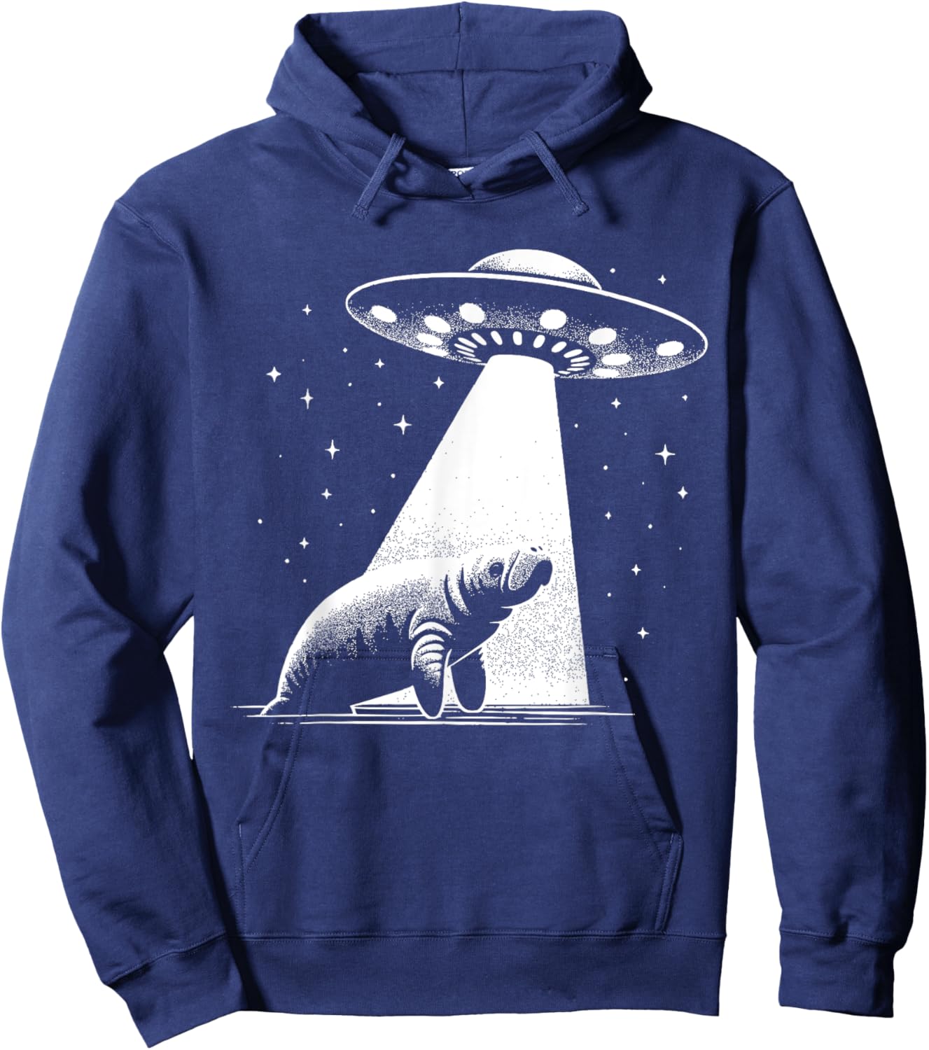 Manatee Dad Mom Lover - Funny Alien UFO Hoodie - Hoodie | Navy