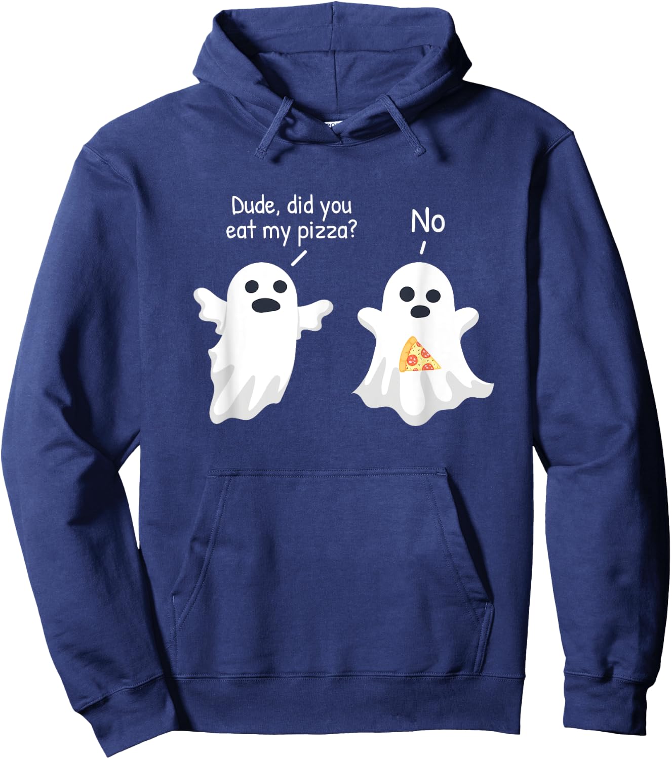Halloween Shirts, Ghost Pizza Hoodie - Hoodie | Navy