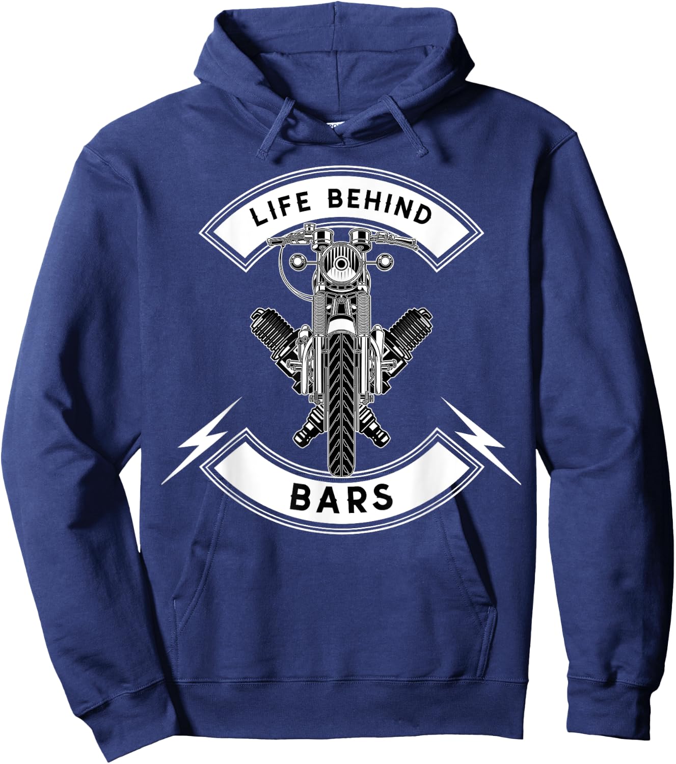Life Behind Bars Motorcycle Biker Hoodie - Hoodie | Navy