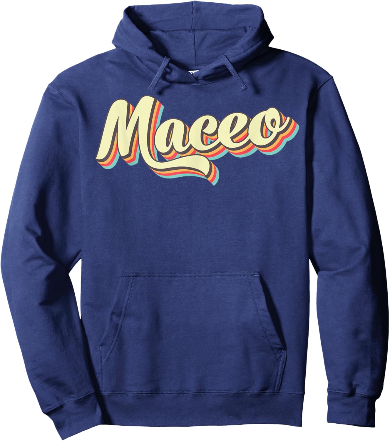 Maceo Retro Art Baseball Font Vintage Hoodie - Hoodie | Navy
