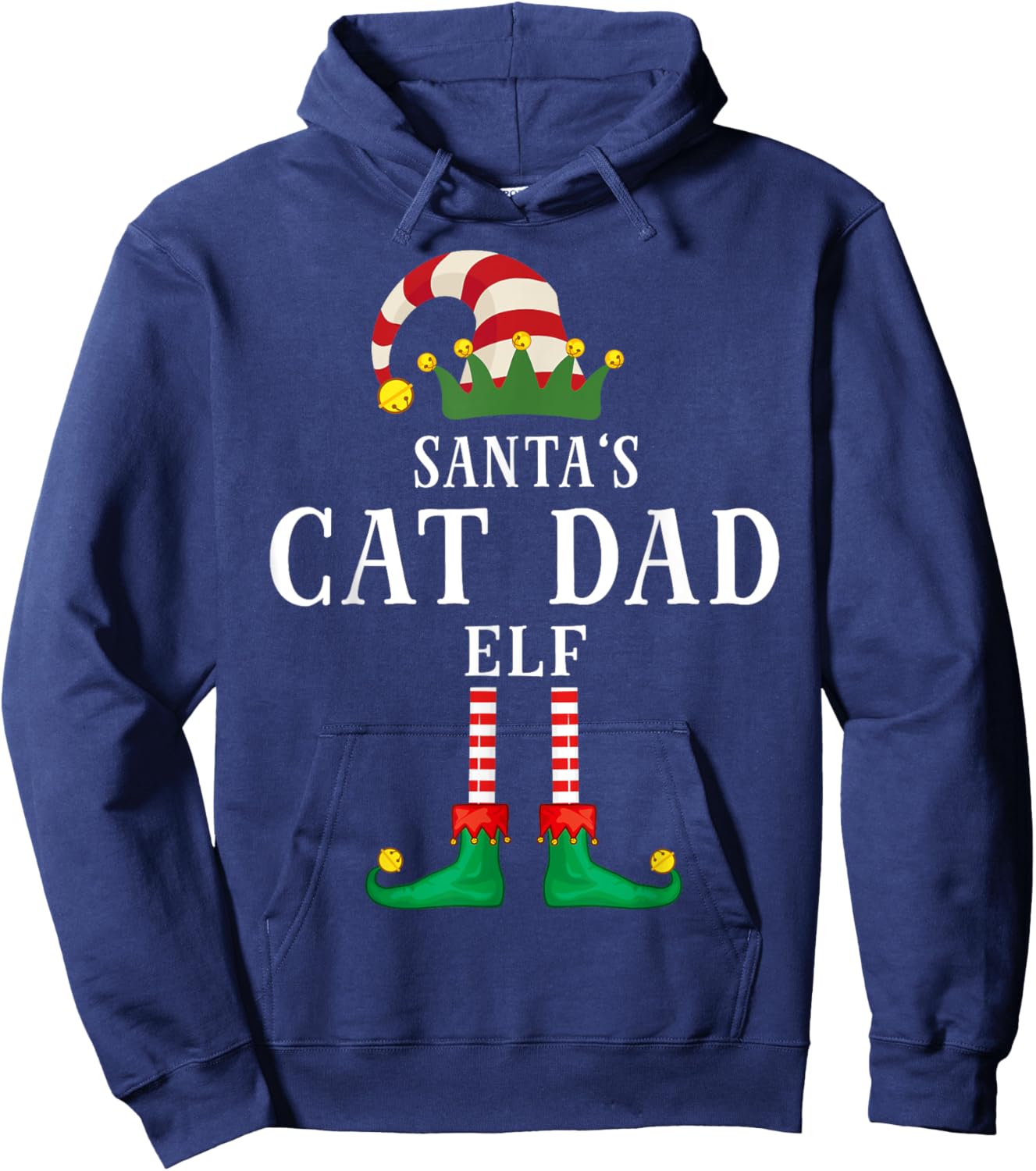 Santa's Cat Dad Christmas Family Pajama Hoodie - Hoodie | Navy