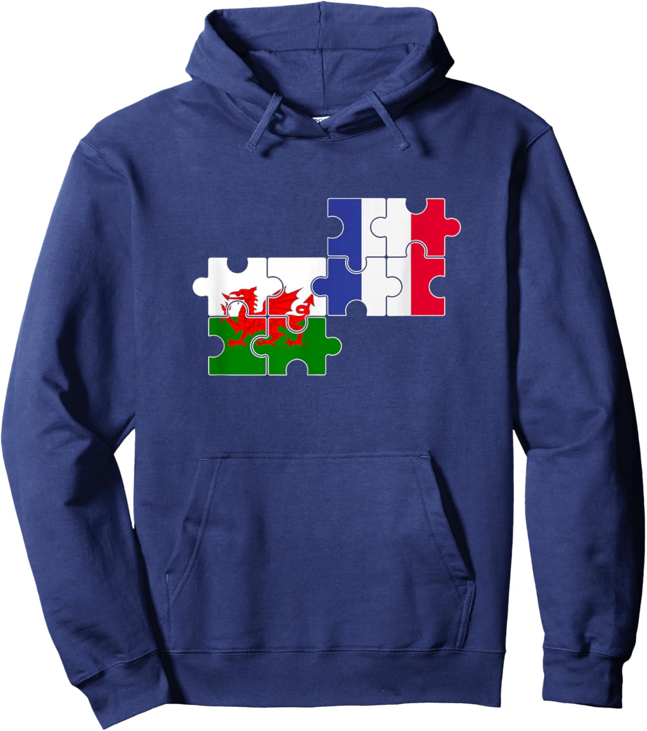 Wales France Flag , Black, S Hoodie - Hoodie | Navy