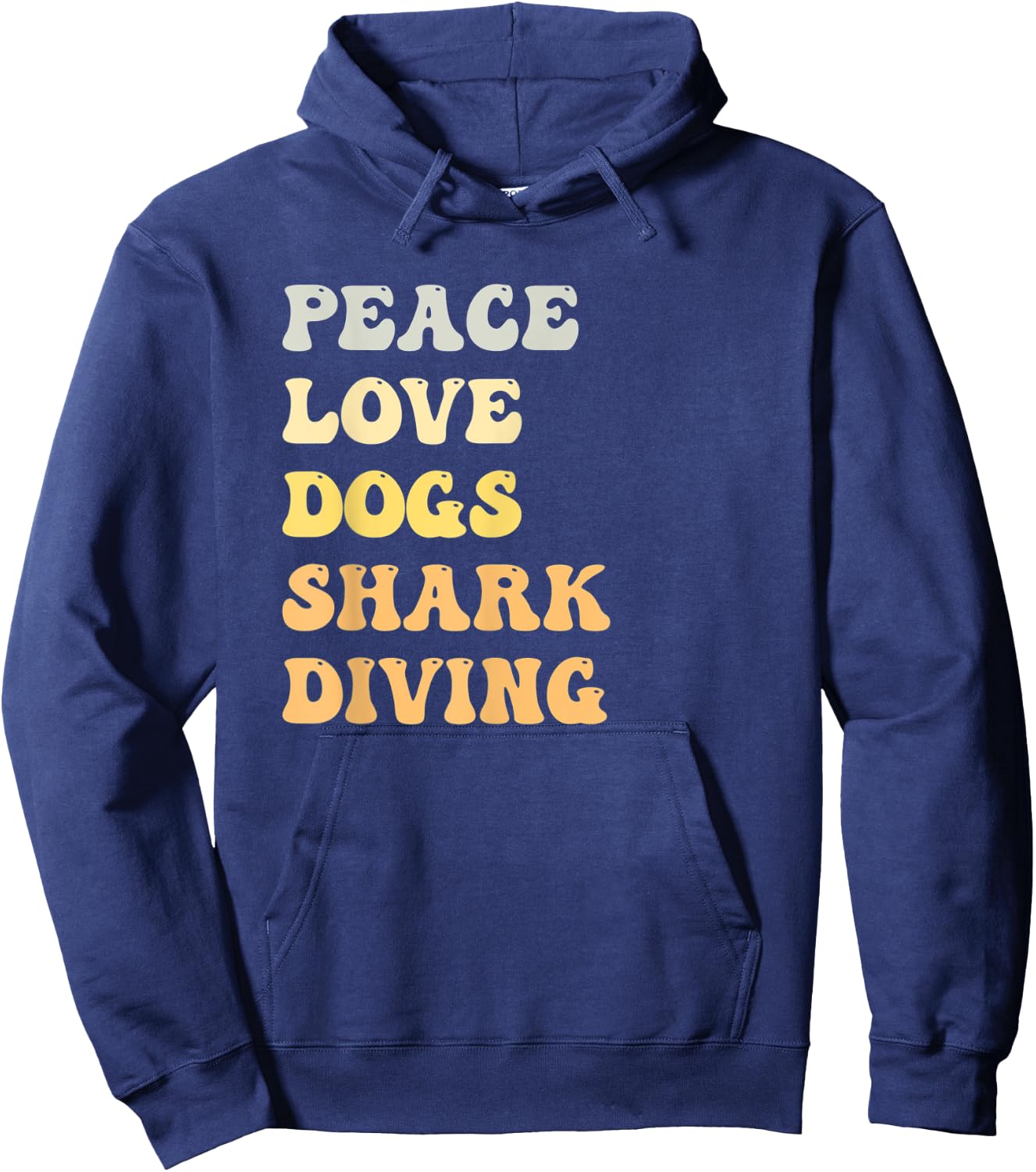 Peace Love Dogs Shark Diving Funny Retro Hoodie - Hoodie | Navy