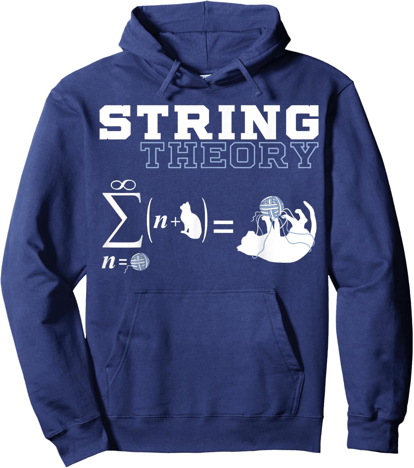 Funny Cat | Yarn | String Theory Men Women Hoodie - Hoodie | Navy