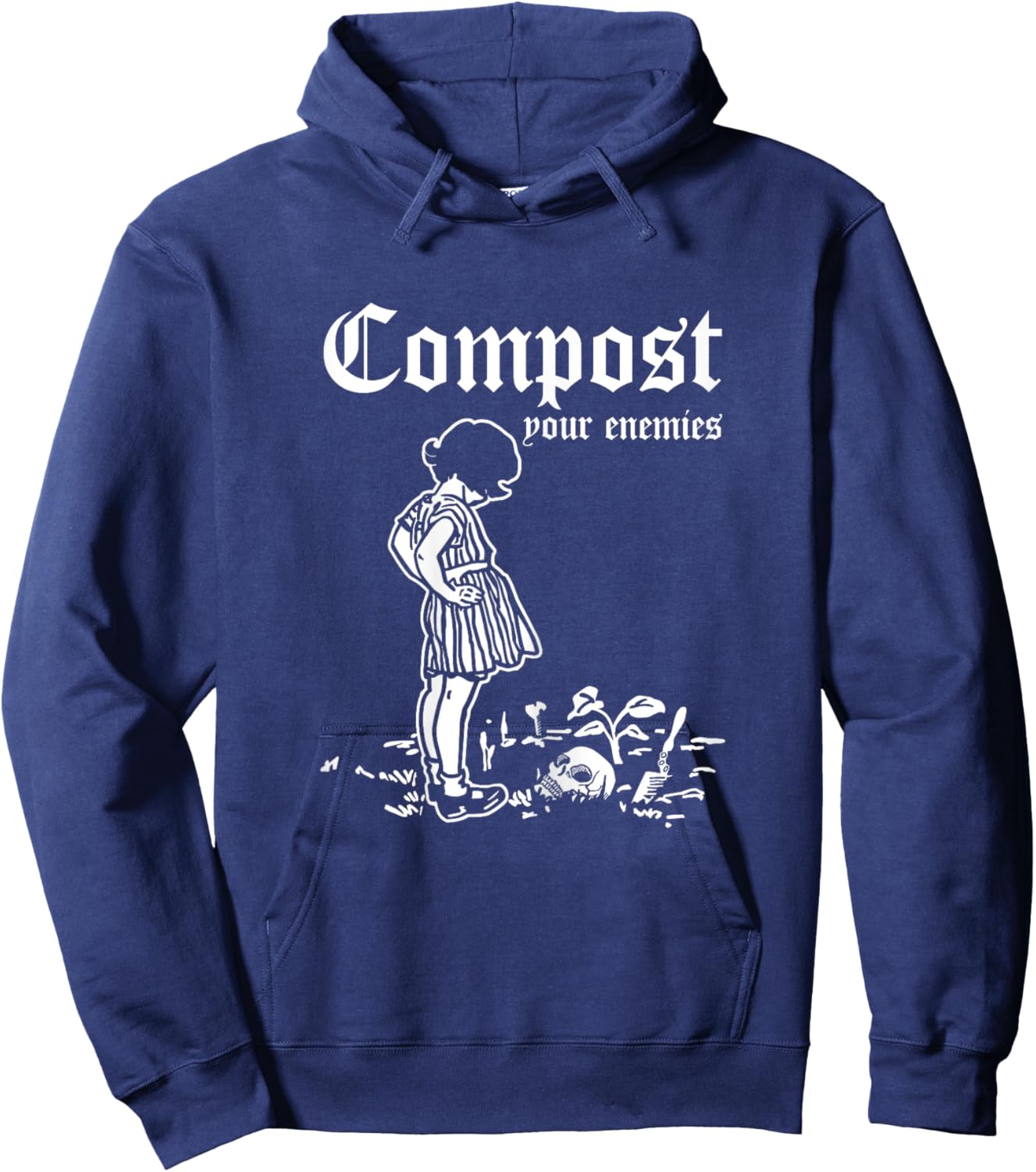 Retro Compost Your Enemies Vintage Dark Hoodie - Hoodie | Navy
