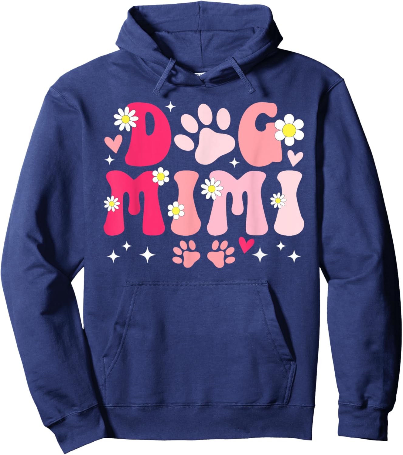 Dog Mimi Grandma Groovy Dog Lover Mimi Women Hoodie - Hoodie | Navy