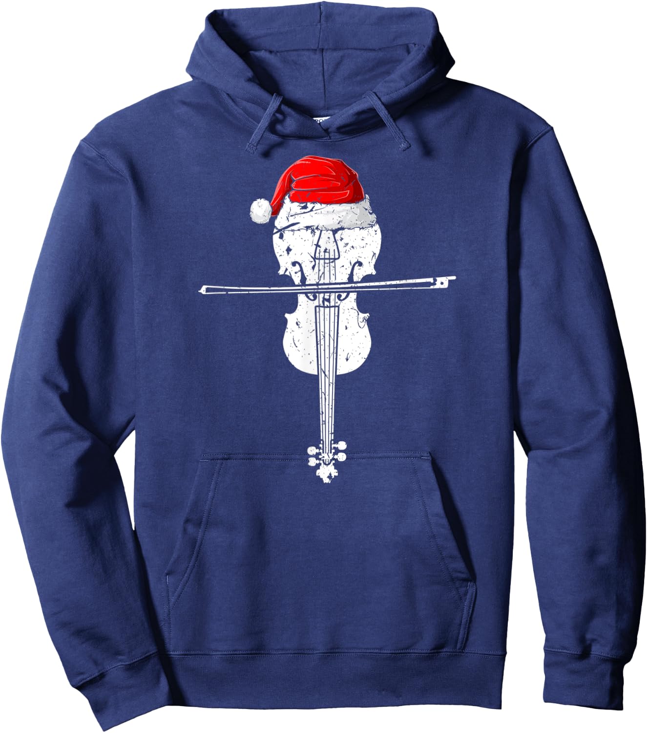 Violin Santa Hat Christmas Xmas Hoodie - Hoodie | Navy