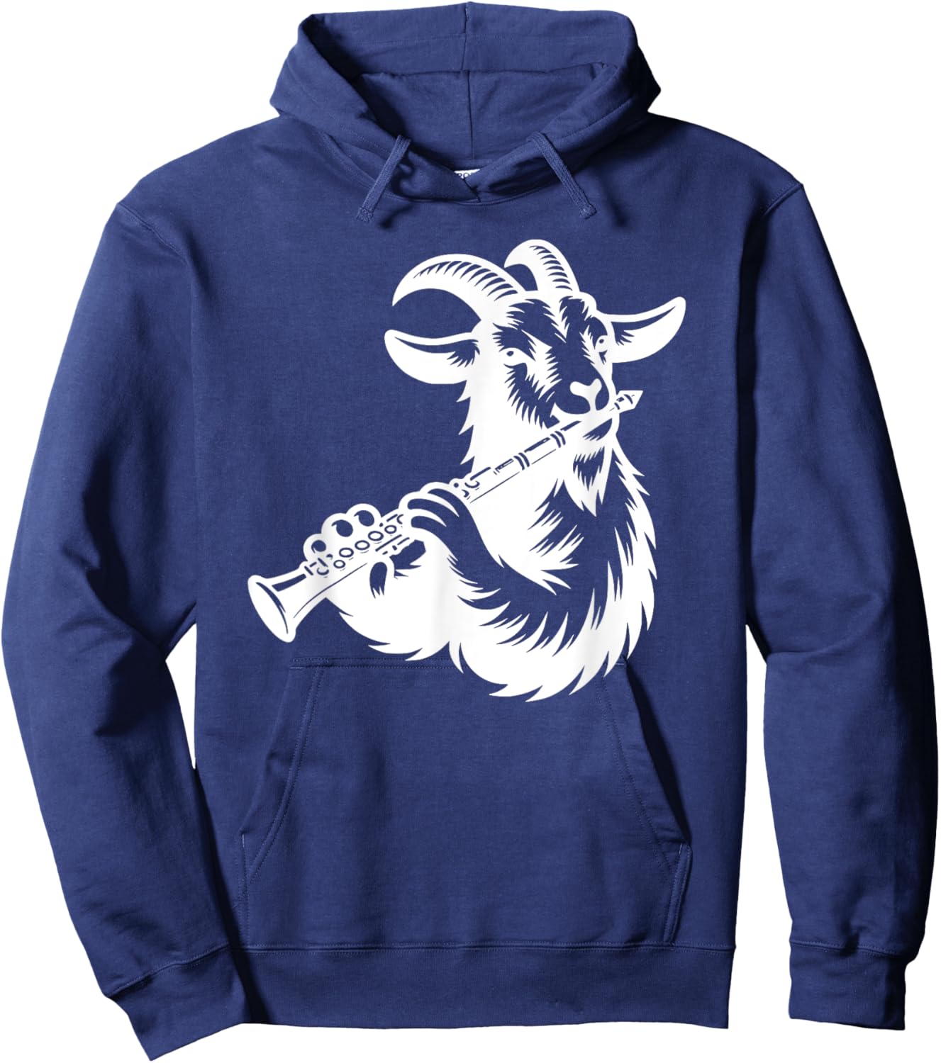 Goat Clarinet Silhouette Farm Musician Design Hoodie - Hoodie | Navy