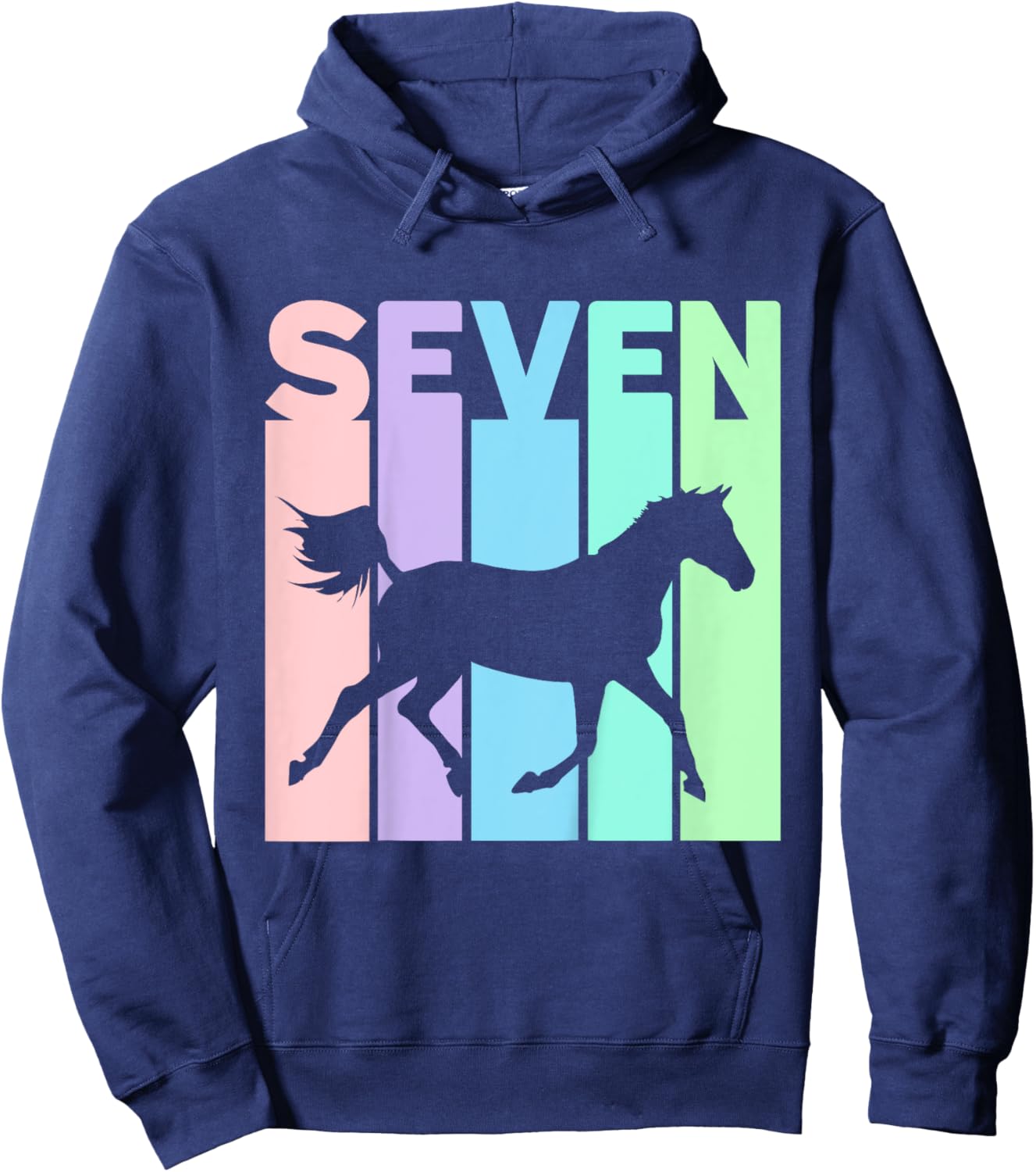 Seven Years Old Girls Birthday Horse 7th Hoodie - Hoodie | Navy