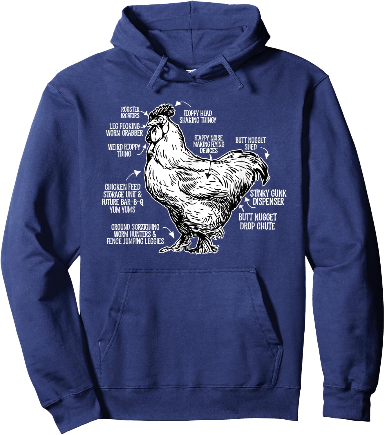 Chicken Anatomy Art Funny Farm Chicken Coop Hoodie - Hoodie | Navy
