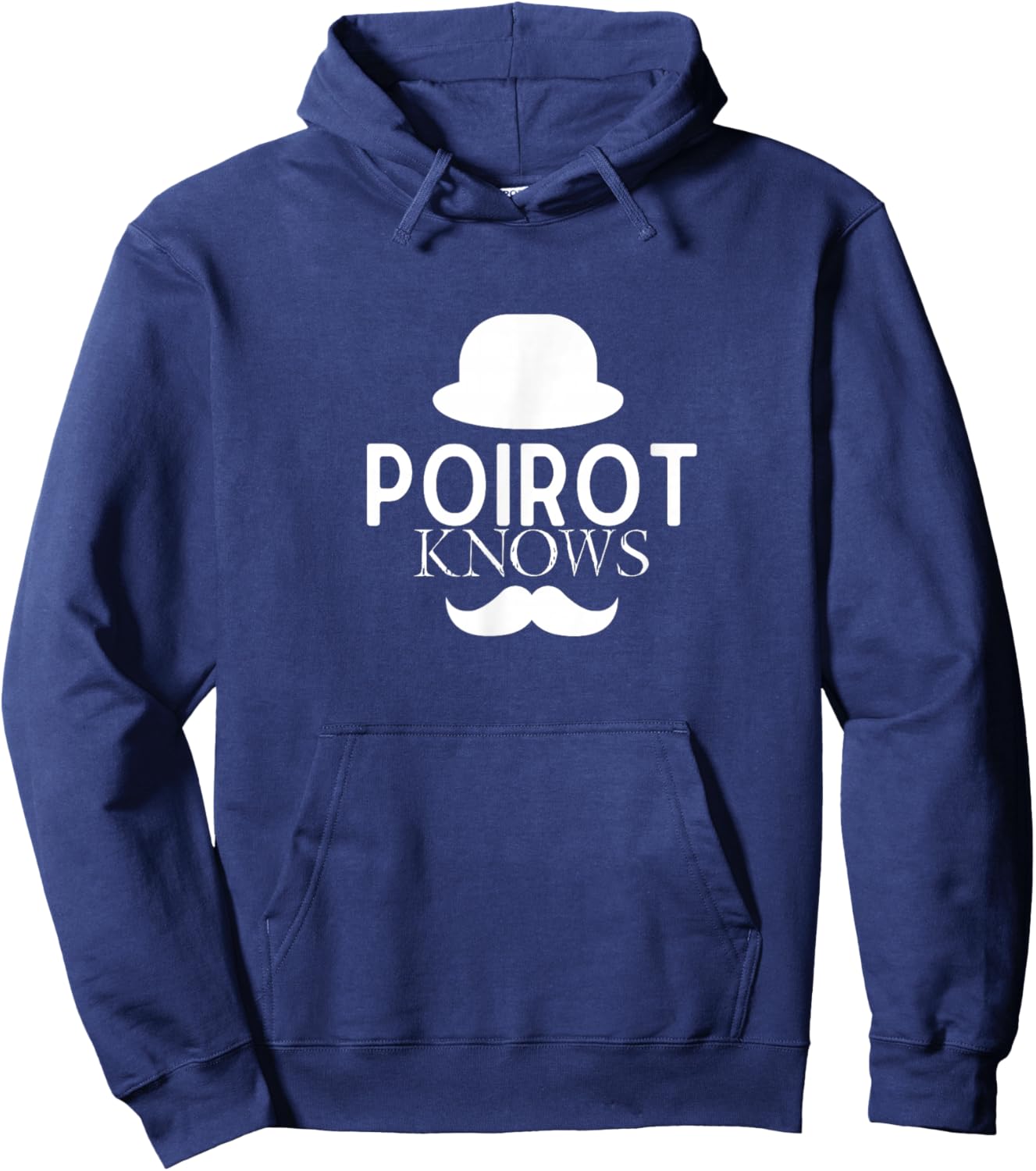 Poirot Knows Hat Mustache Hoodie - Hoodie | Navy