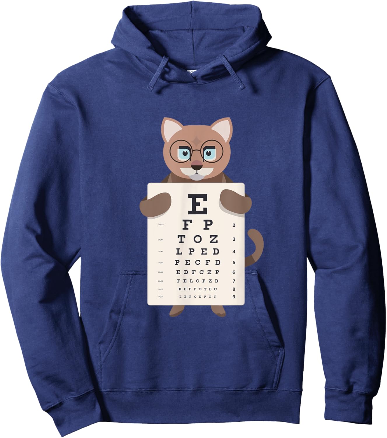 Funny Eye Test for Opticians Eye Doctor Cat Hoodie - Hoodie | Navy
