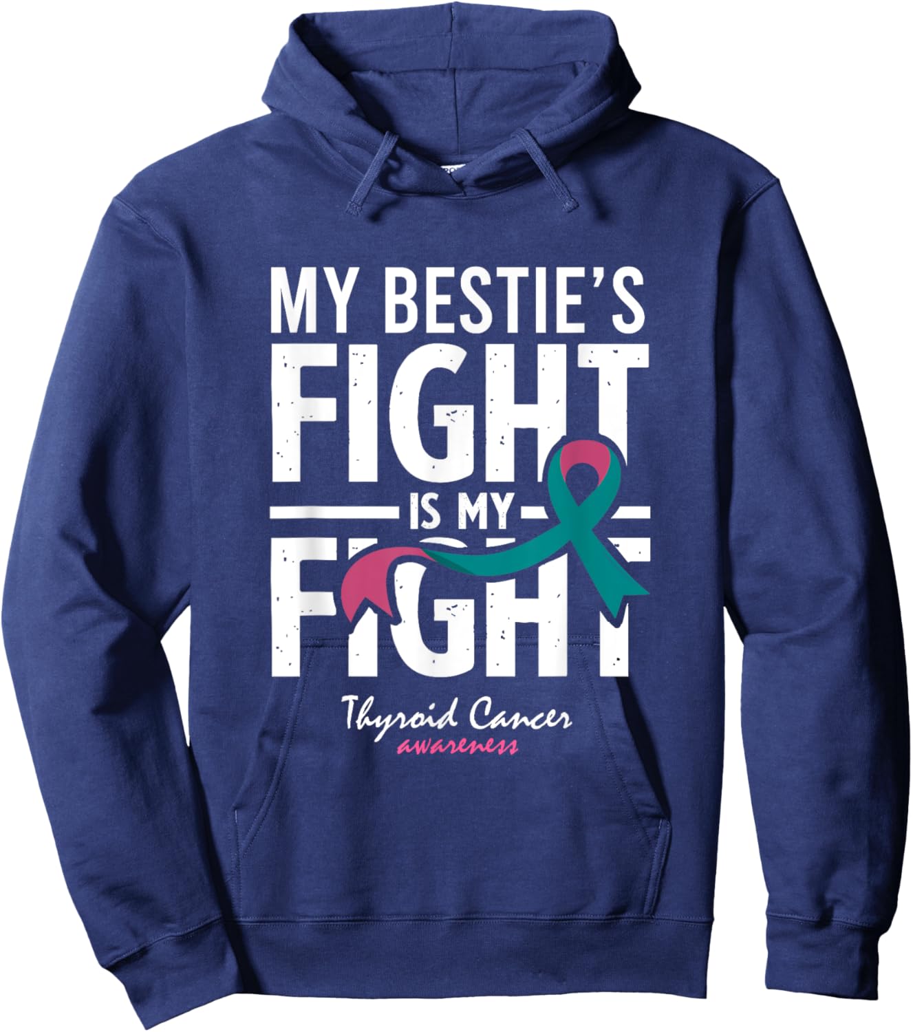 Thyroid Cancer Bestie Warrior Support Friend Hoodie - Hoodie | Navy