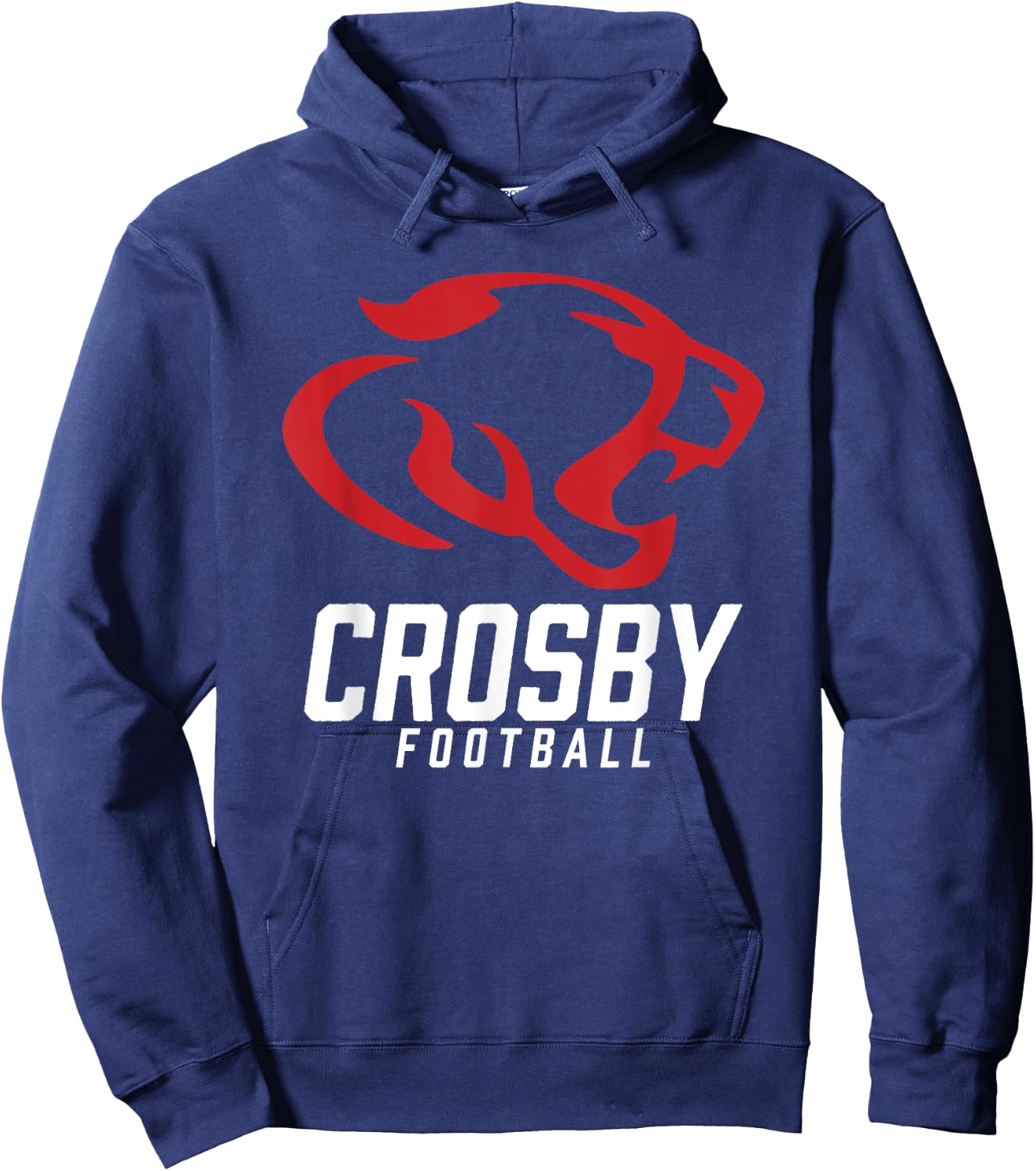 Crosby Cougars Logo Football Team HS Hoodie - Hoodie | Navy