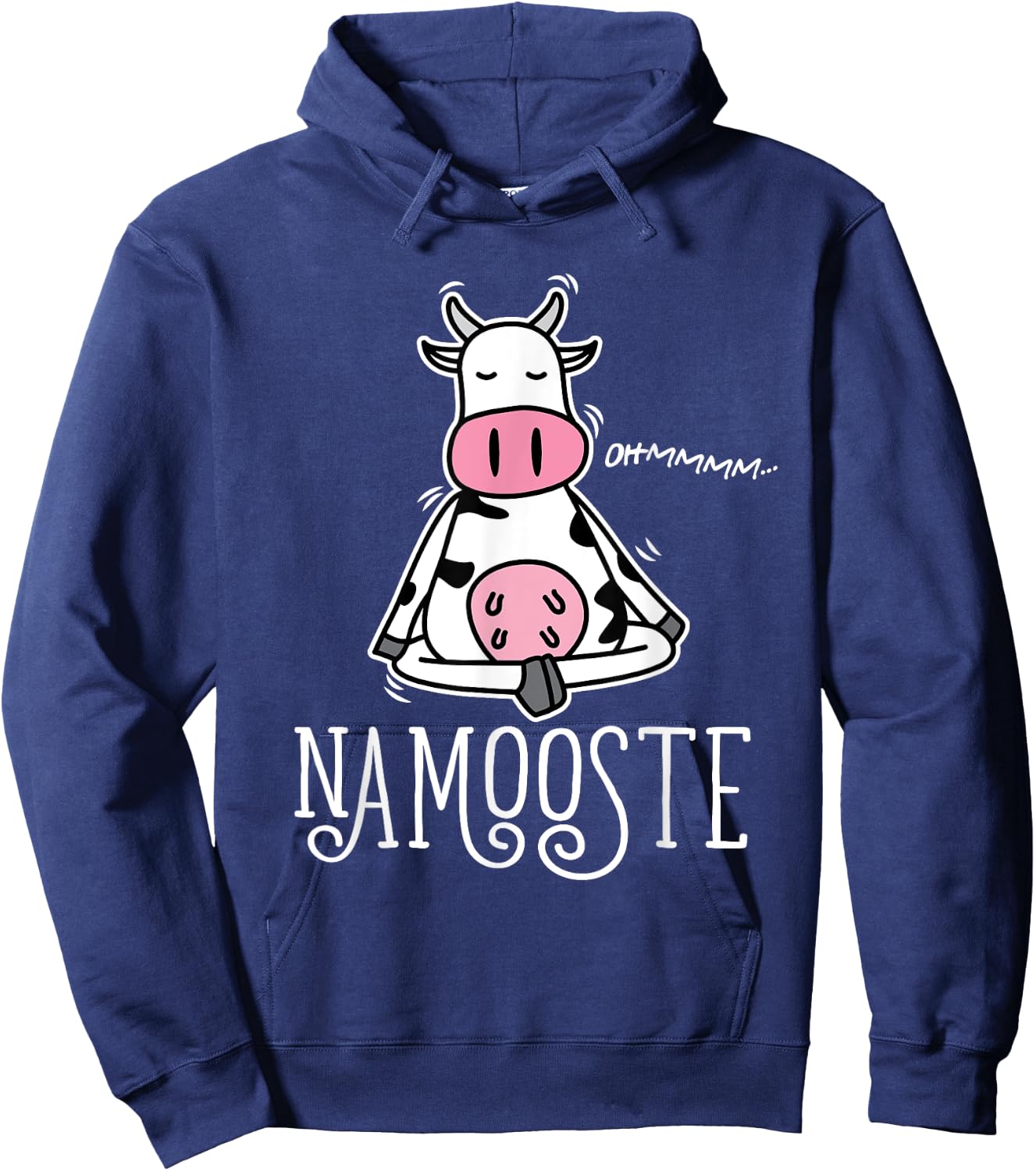 Namooste Cute Funny Silly Yoga Cow Namaste Hoodie - Hoodie | Navy
