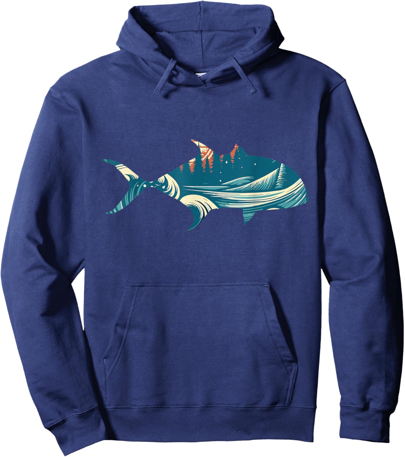 Retro Giant Trevally Fishermens Vintage Fins Hoodie - Hoodie | Navy